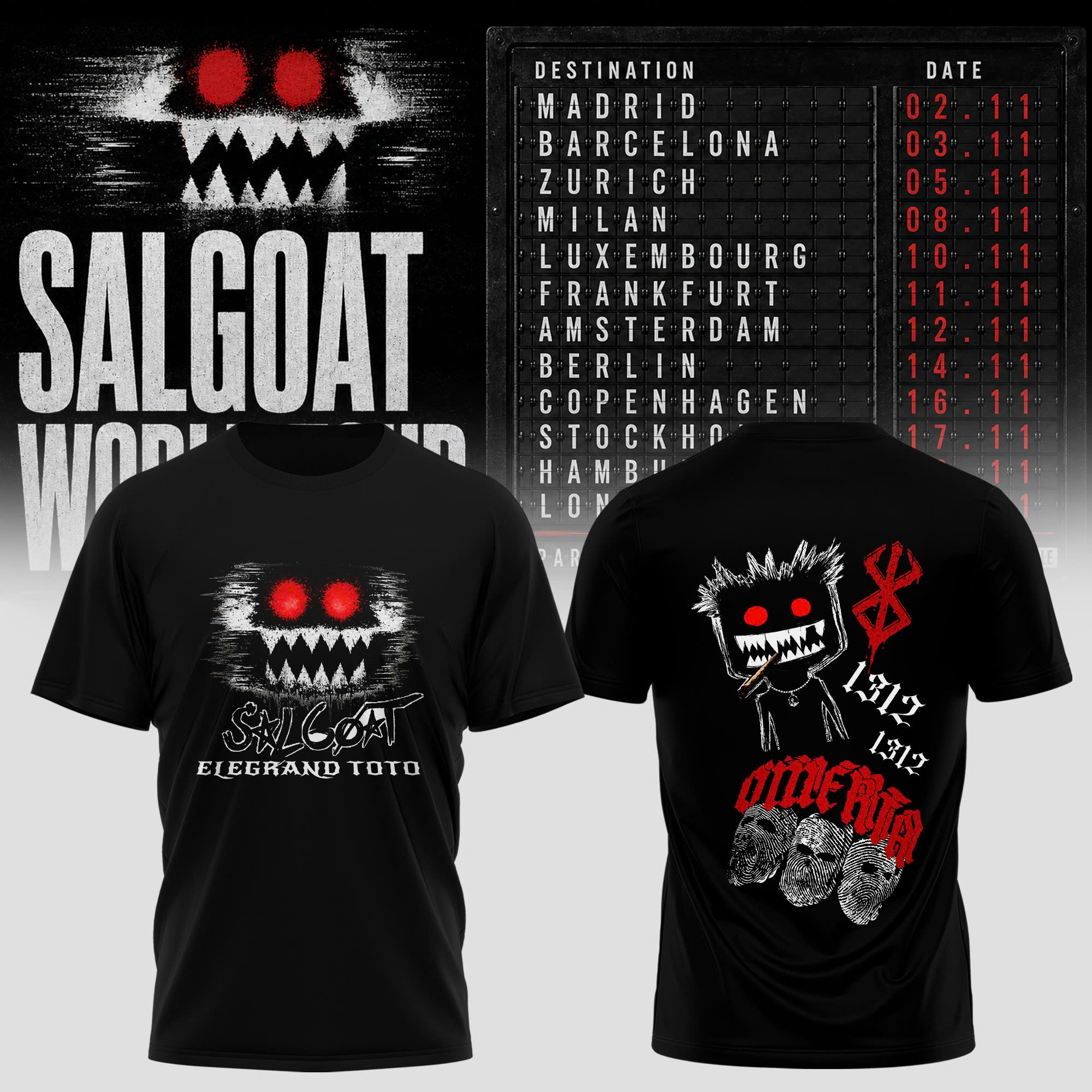ELGRANDETOTO Salgoat World Tour Vintage Style Graphic T Shirt
