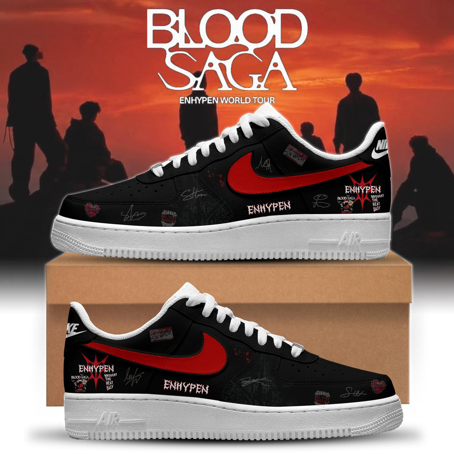 ENHYPEN Blood Saga Tour 2026 Custom Air Force 1 Sneakers
