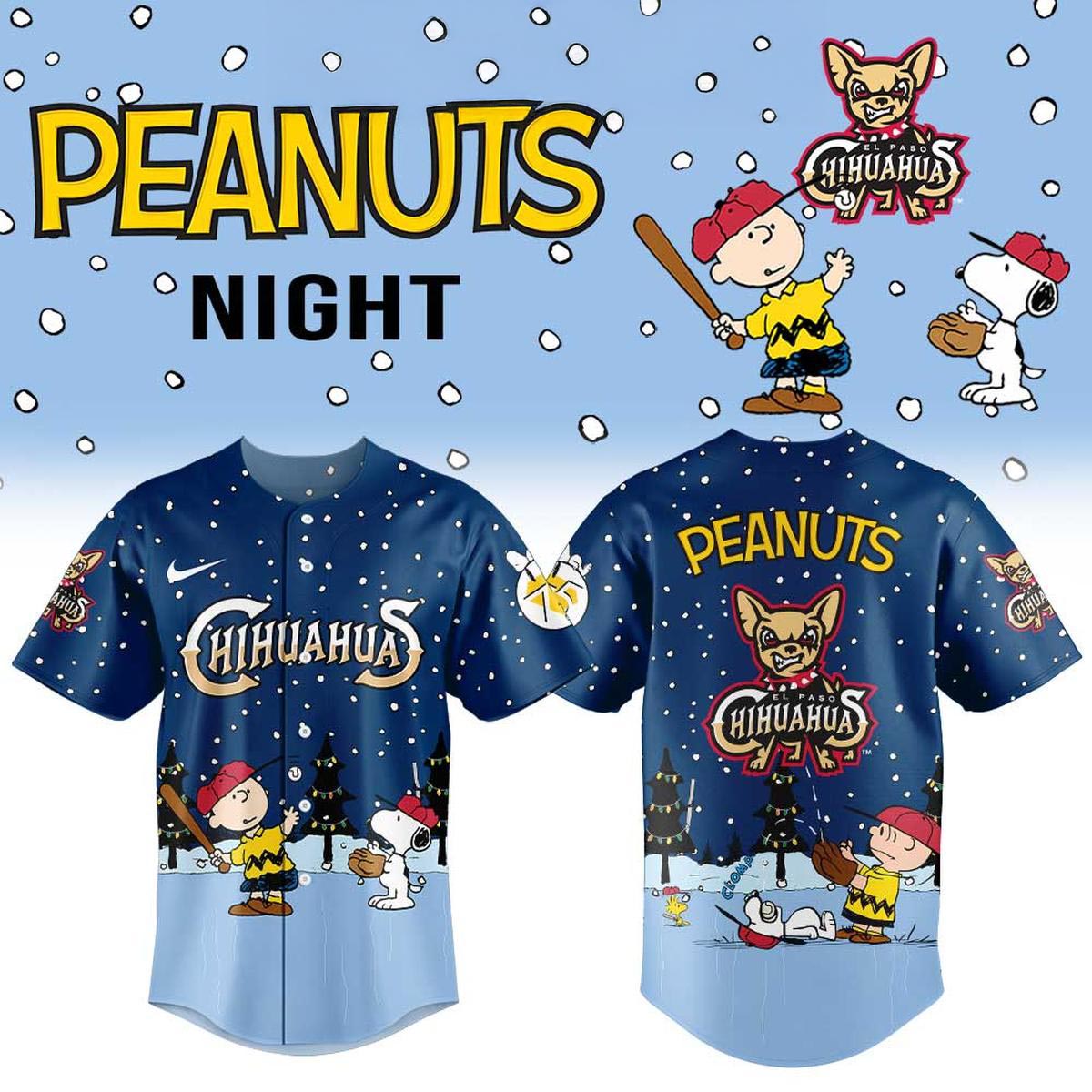 El Paso Chihuahuas Peanuts Christmas Night 2026 Baseball Jersey Holiday Fan Apparel 2 - Unicasport El Paso Chihuahuas Peanuts Christmas Night 2026 Baseball Jersey Holiday Fan Apparel