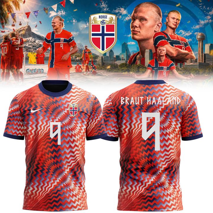 Erling Braut Haaland Number 9 Norway Premium Football Fan Shirt
