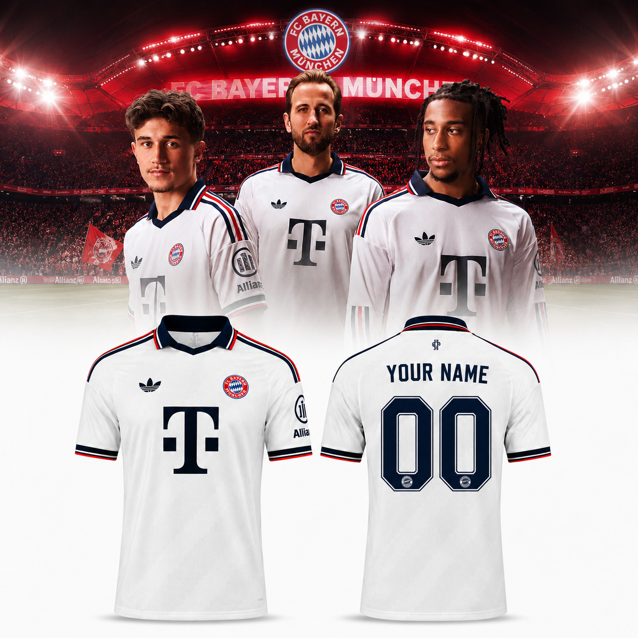 FC Bayern Munich Personalized 00 Soccer Jersey White Short Sleeve Fan Shirt 1 - Unicasport FC Bayern Munich Personalized 00 Soccer Jersey White Short Sleeve Fan Shirt