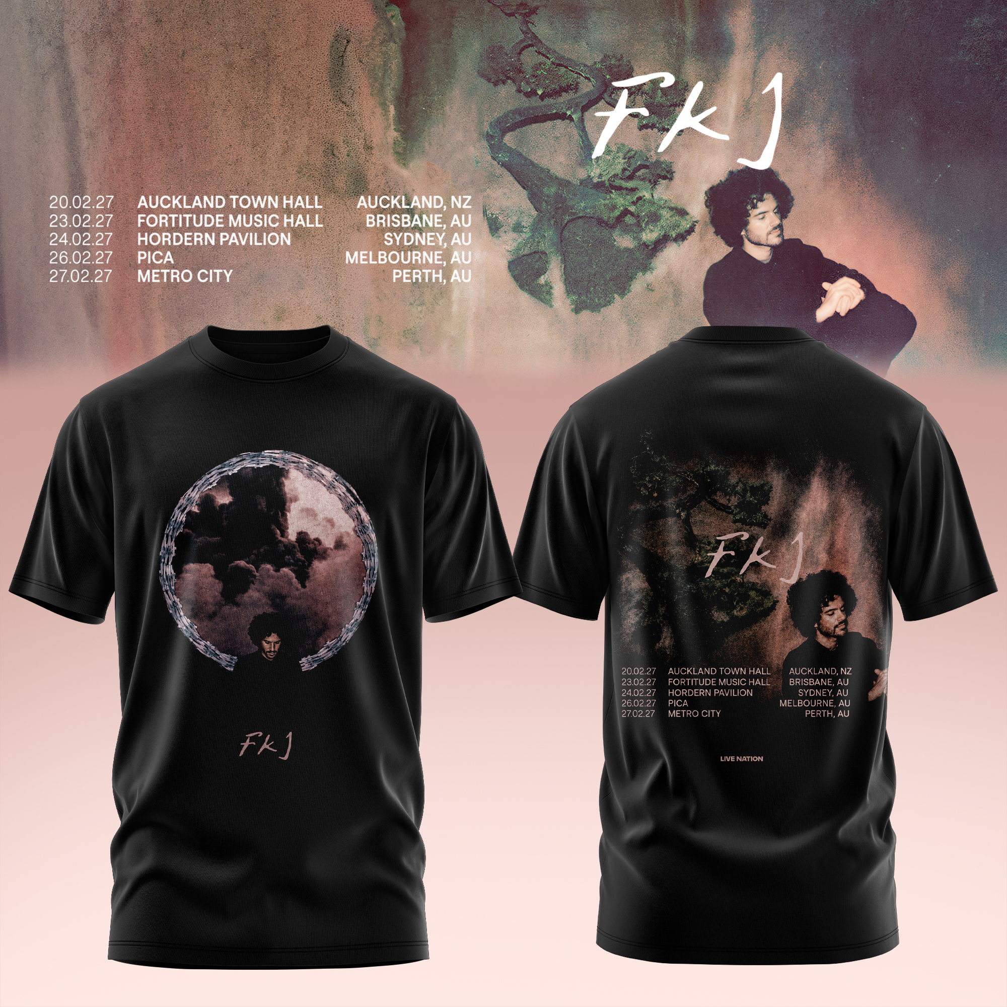 FKJ AUNZ Tour 2027 Exclusive Fan Graphic T Shirt