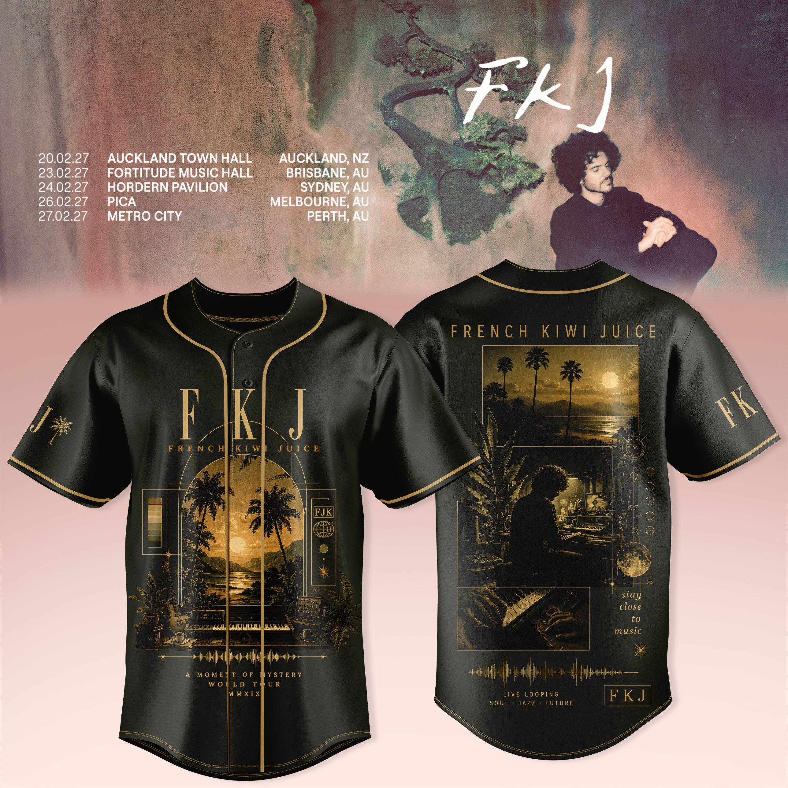 FKJ AUNZ Tour 2027 Official Fan Baseball Jersey