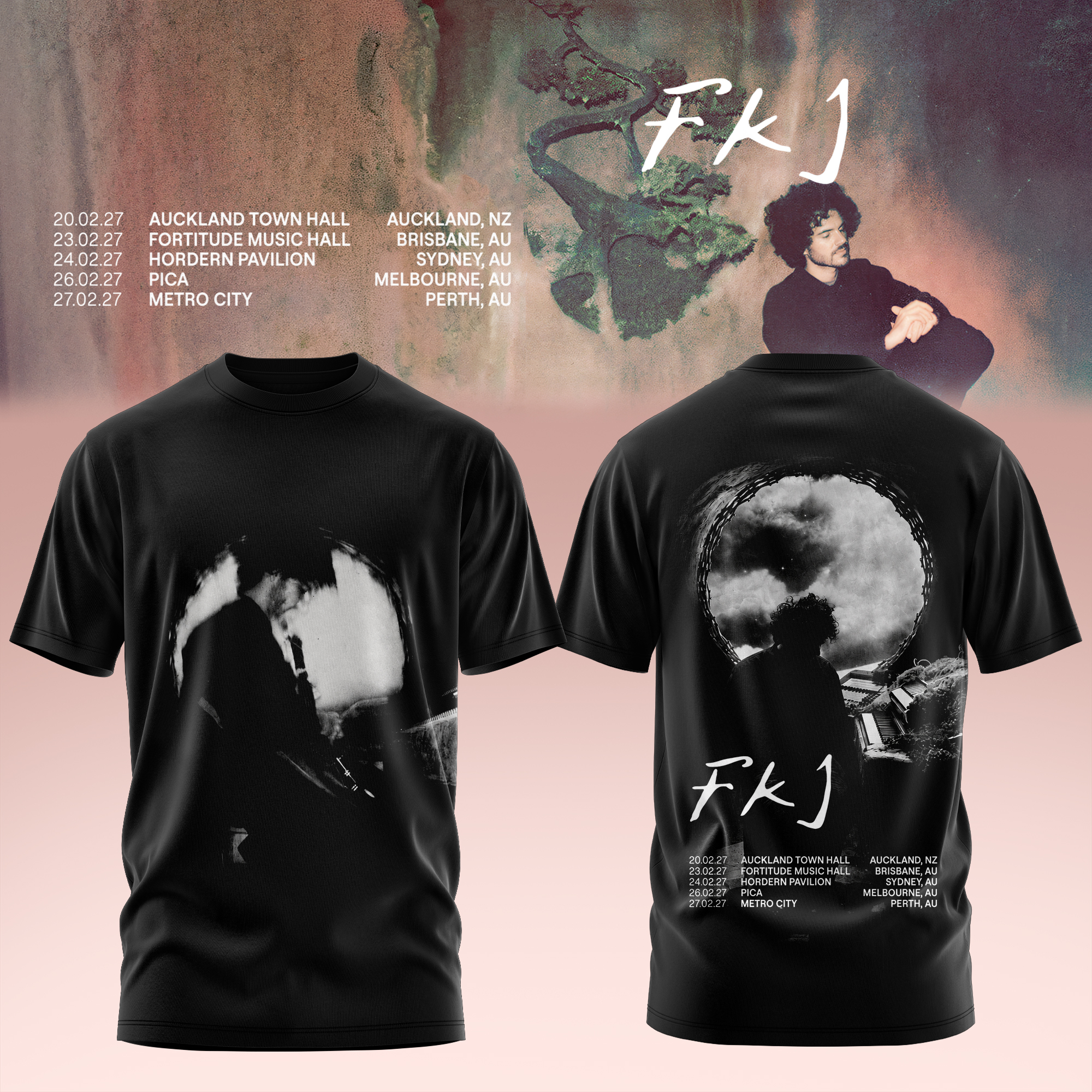 FKJ AUNZ Tour 2027 Official Graphic T Shirt Collection