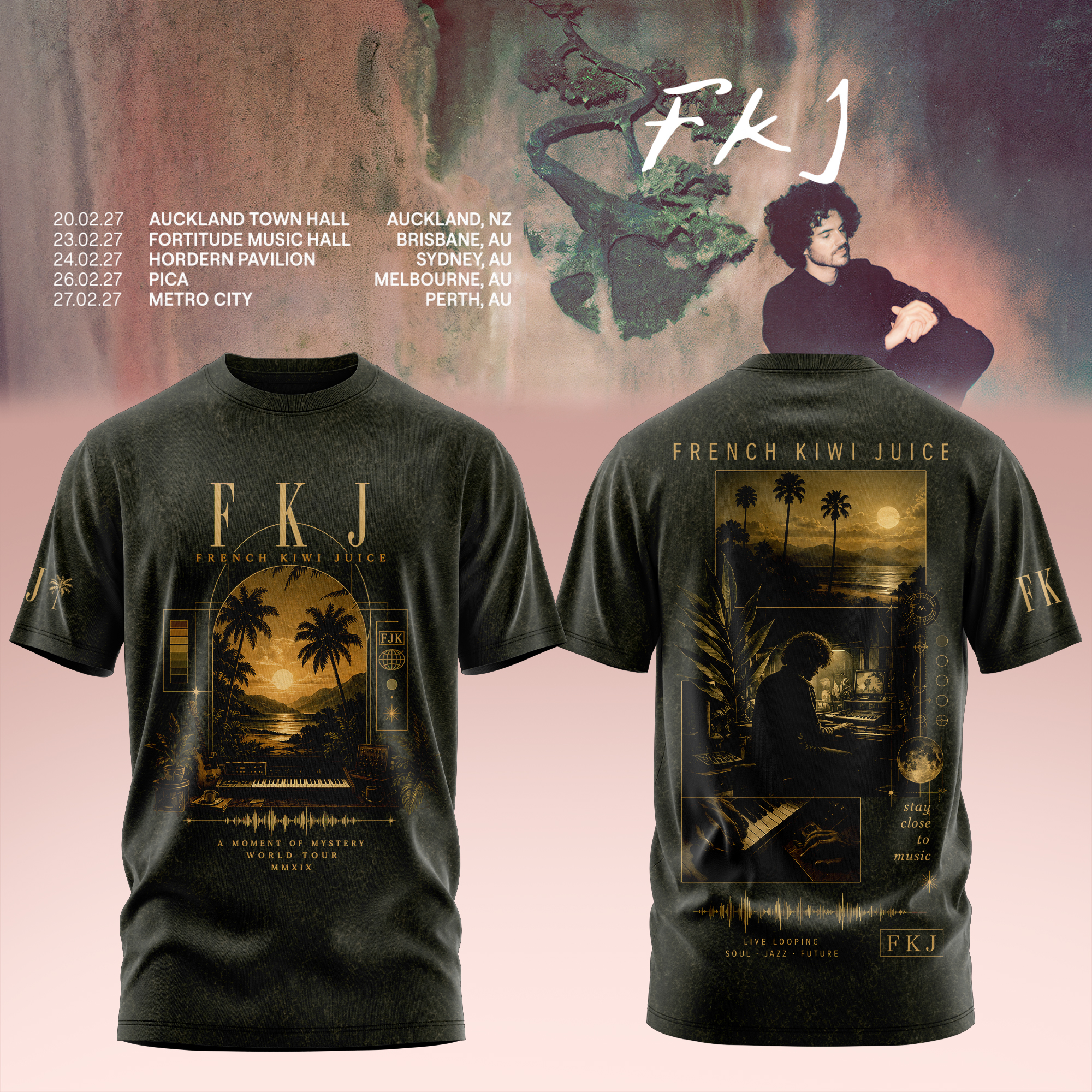 FKJ AUNZ Tour 2027 Premium Concert Fan Graphic T Shirt