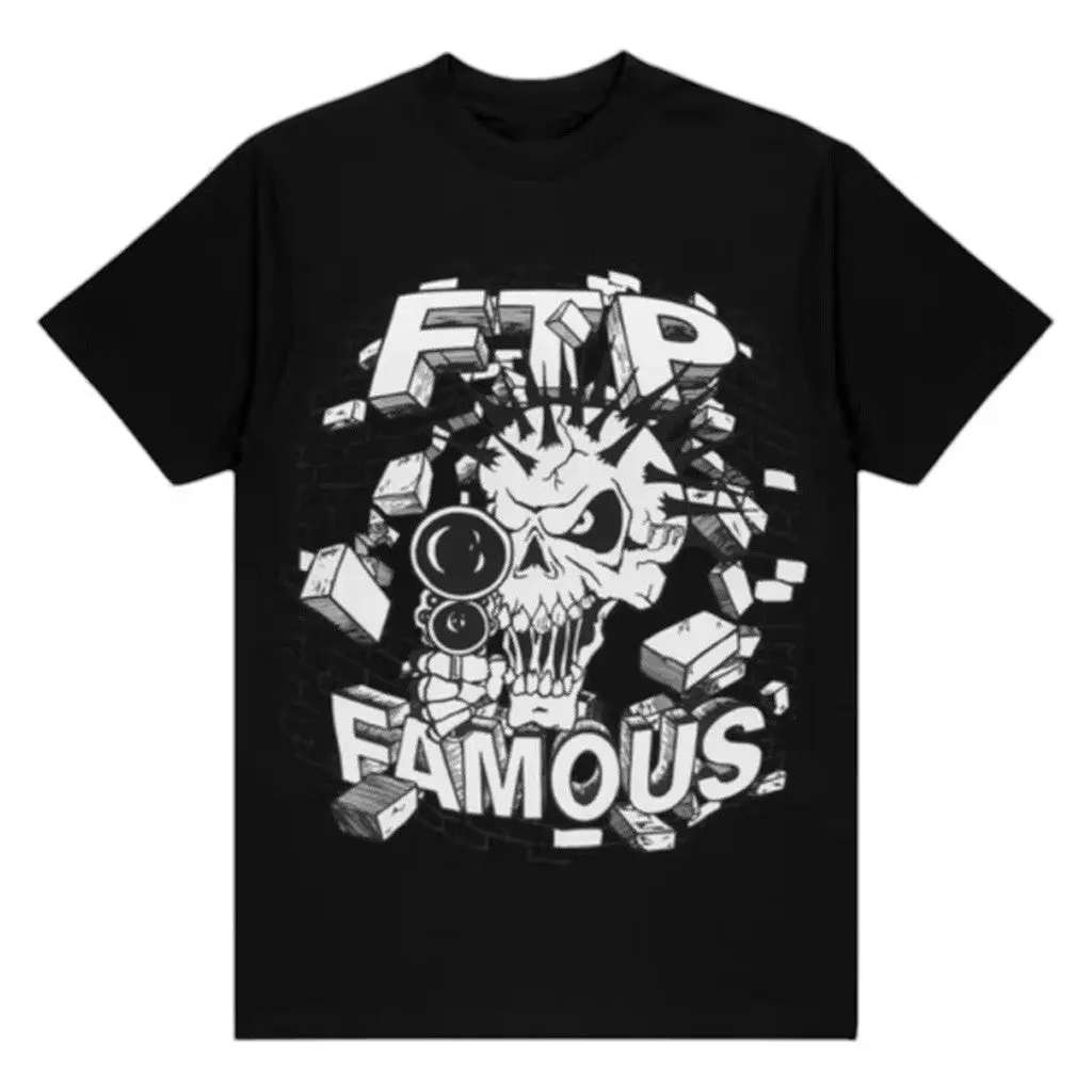 FTP Merch FTP x Famous Skull TShirt Black Gifts For Husband