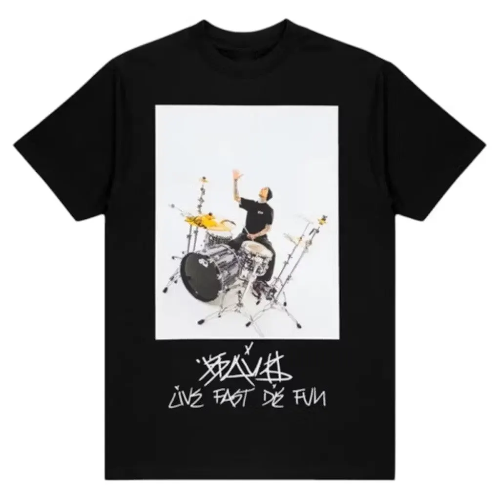 FTP Merch FTP x Famous Travis Barker Photo TShirt Black Gifts For Husband