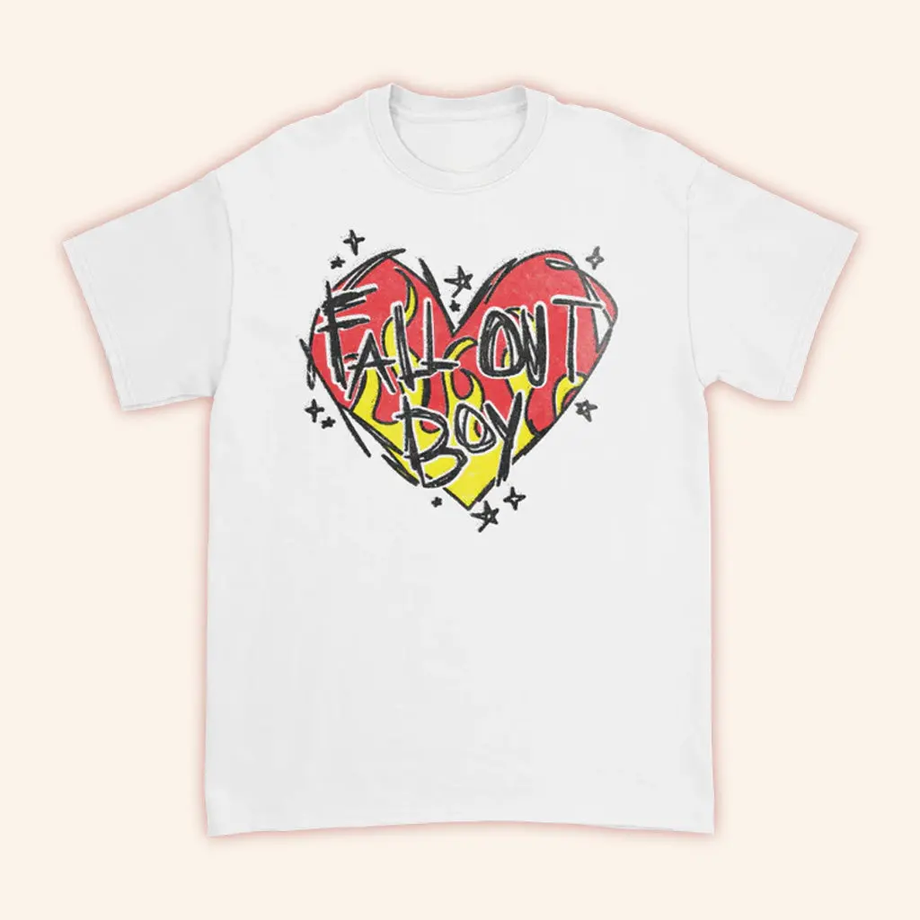 Fall Out Boy Merch Scratch Heart Logo TShirt Birthday Present For Wife
