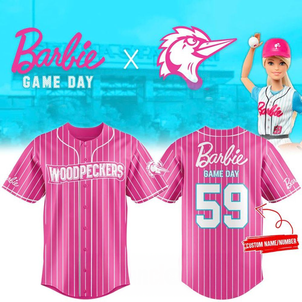 Fayetteville Woodpeckers 2026 Barbie Game Day Baseball Jersey