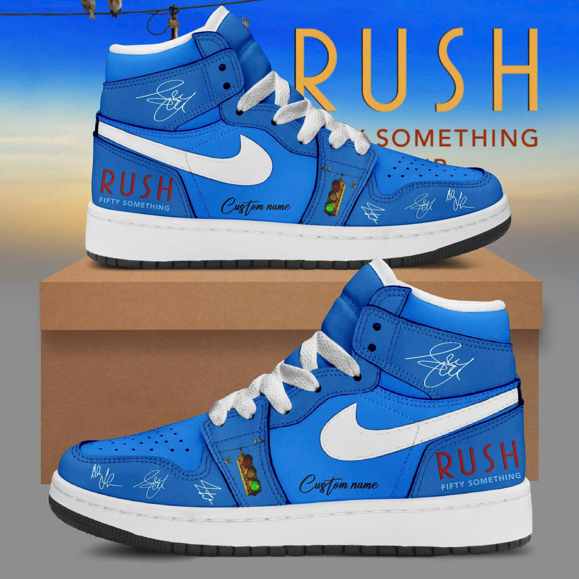Fifty Something Tour 2026 Personalized Electric Blue High Top Sneakers
