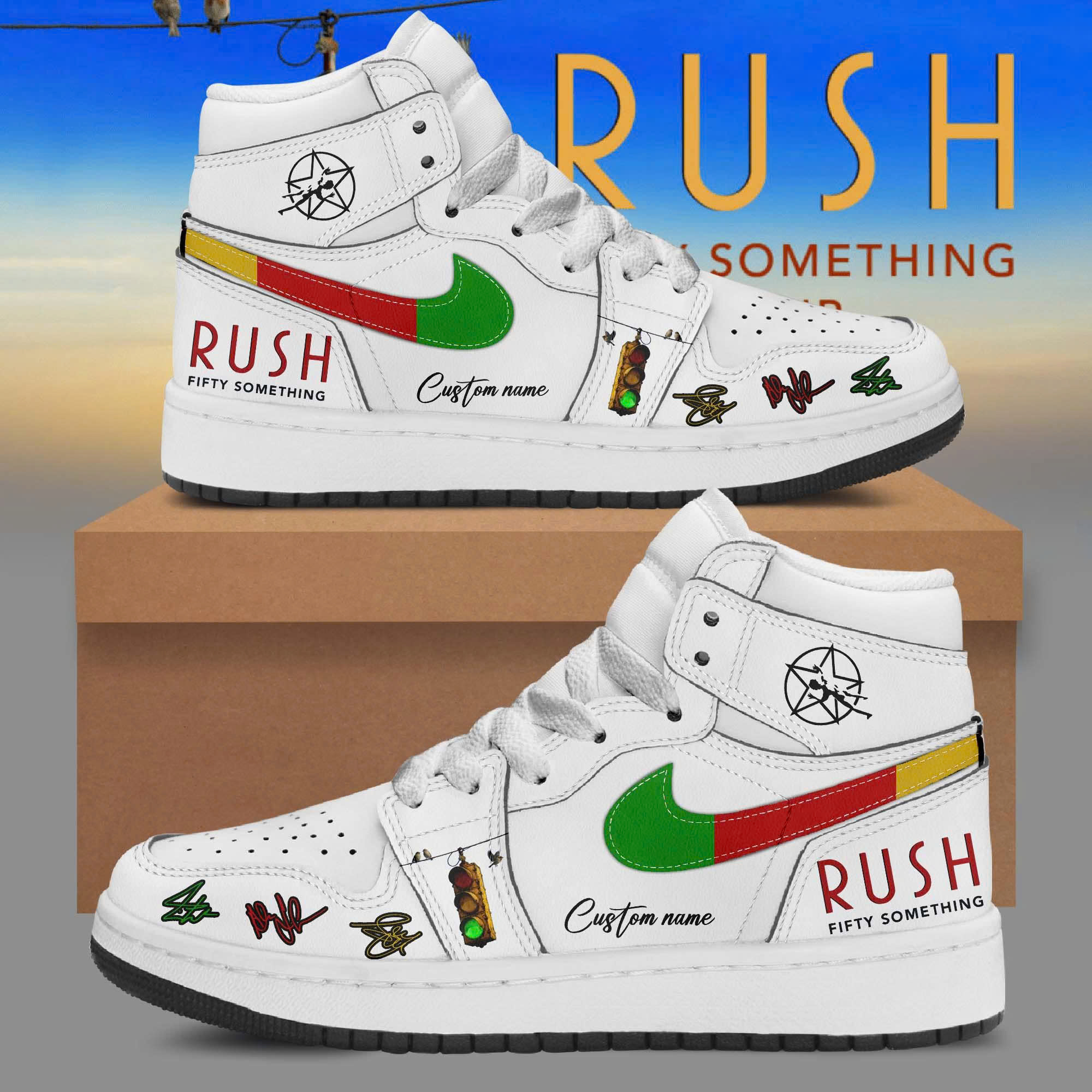 Fifty Something Tour 2026 Personalized White Star High Top Sneakers