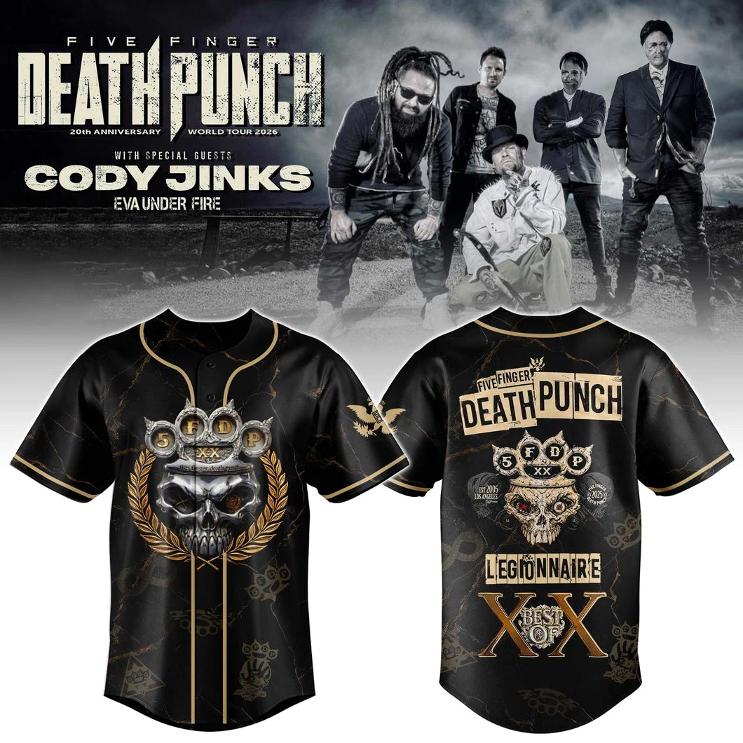 Five Finger Death Punch 20th Anniversary World Tour 2026 Limited Edition Baseball Jersey