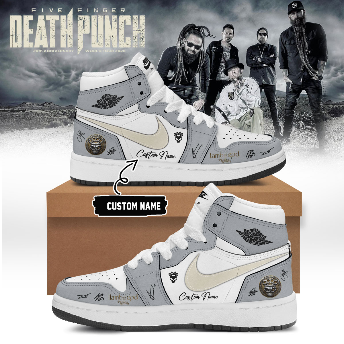 Five Finger Death Punch 20th Anniversary World Tour 2026 Signed Limited Edition High Top Sneakers