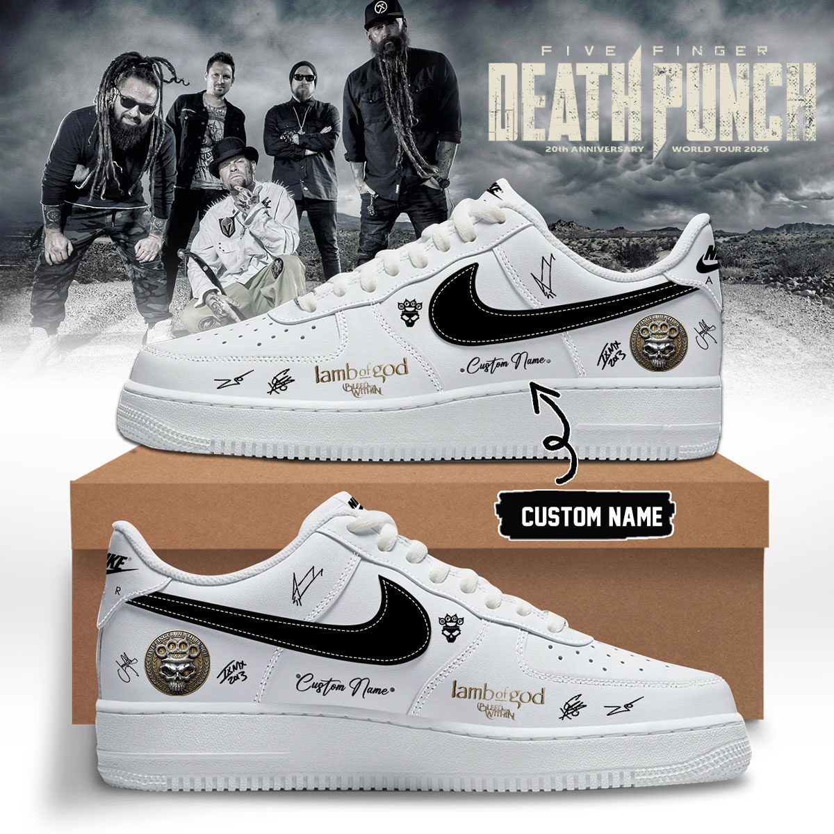 Five Finger Death Punch 20th Anniversary World Tour 2026 Signed Premium Casual Shoes