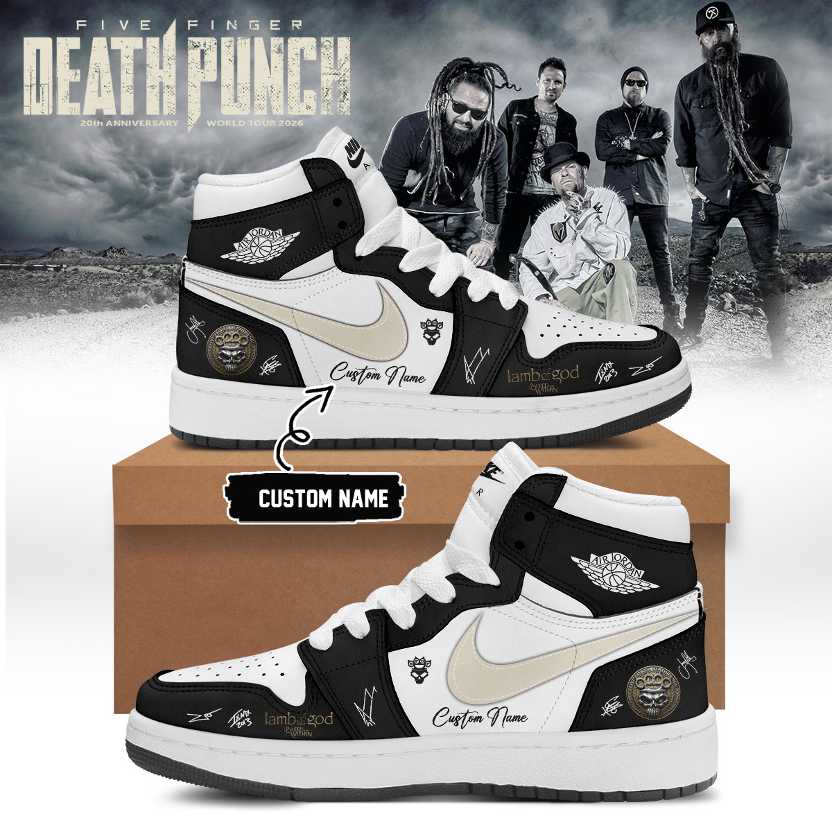 Five Finger Death Punch 20th Anniversary World Tour 2026 Signed Premium Concert Sneakers