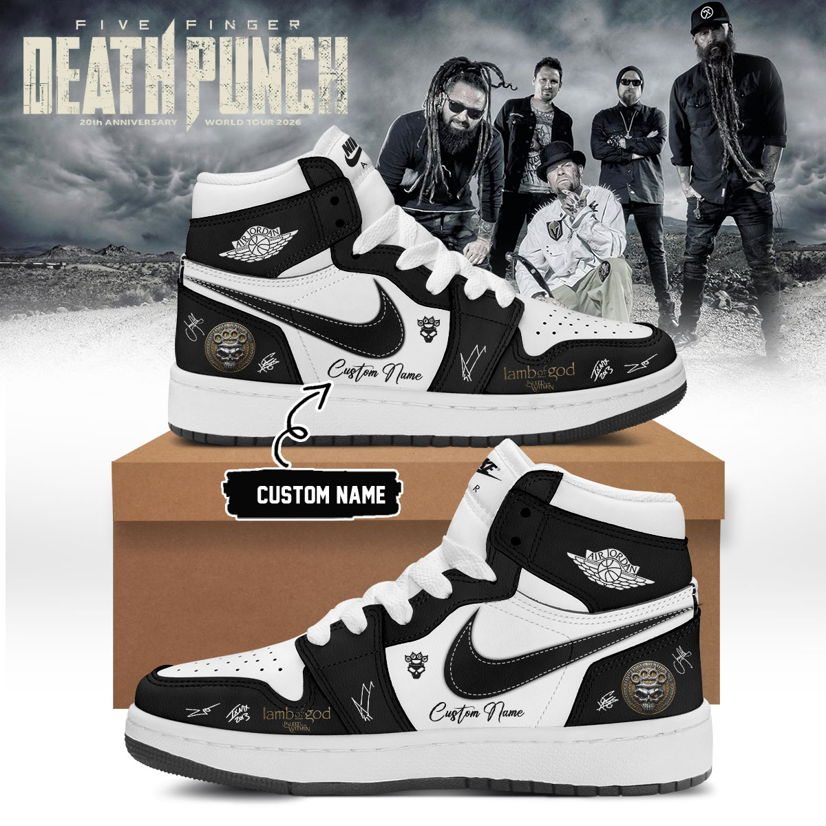 Five Finger Death Punch 20th Anniversary World Tour 2026 Signed Premium Streetwear Shoes