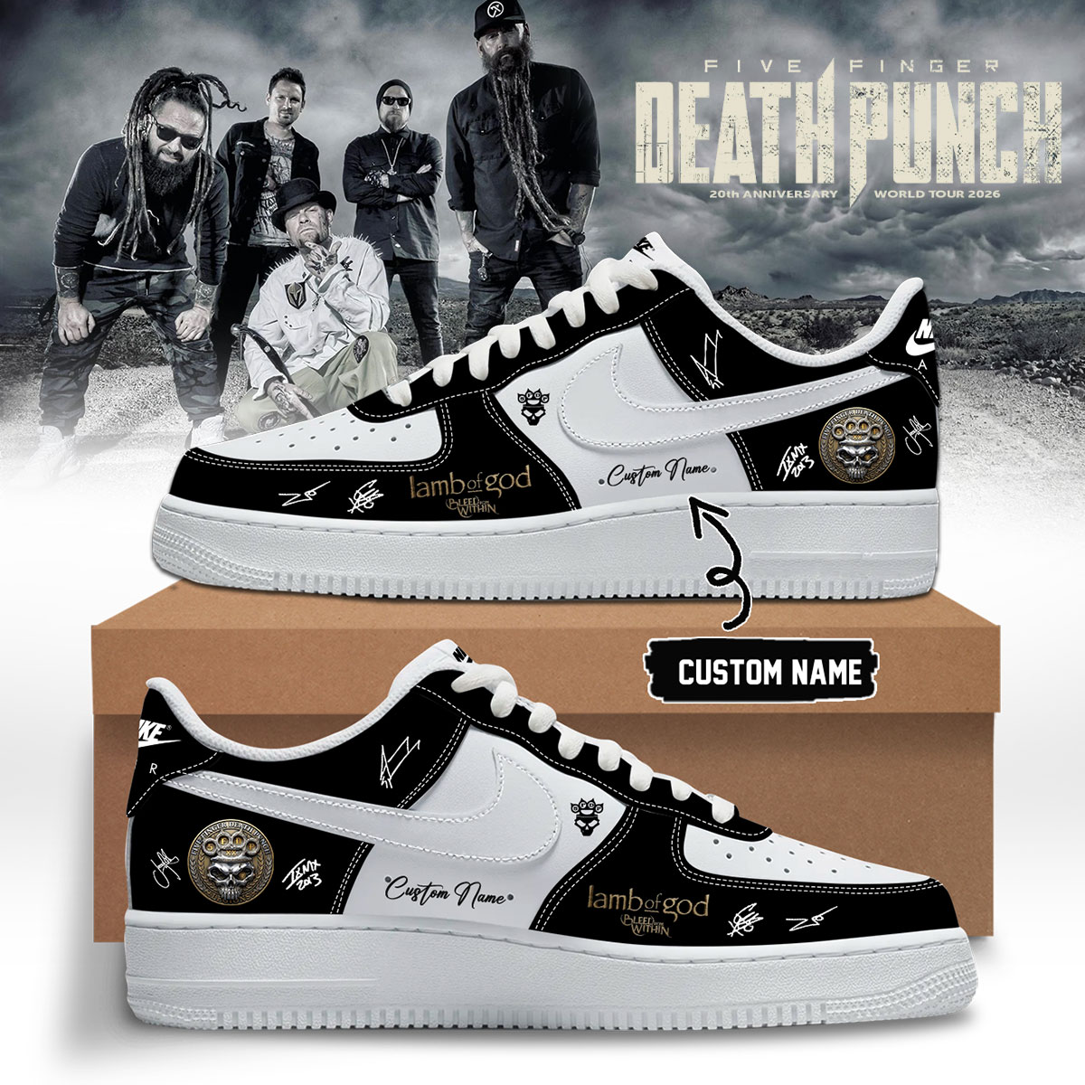 Five Finger Death Punch 20th Anniversary World Tour 2026 Signed Signature Lifestyle Sneakers