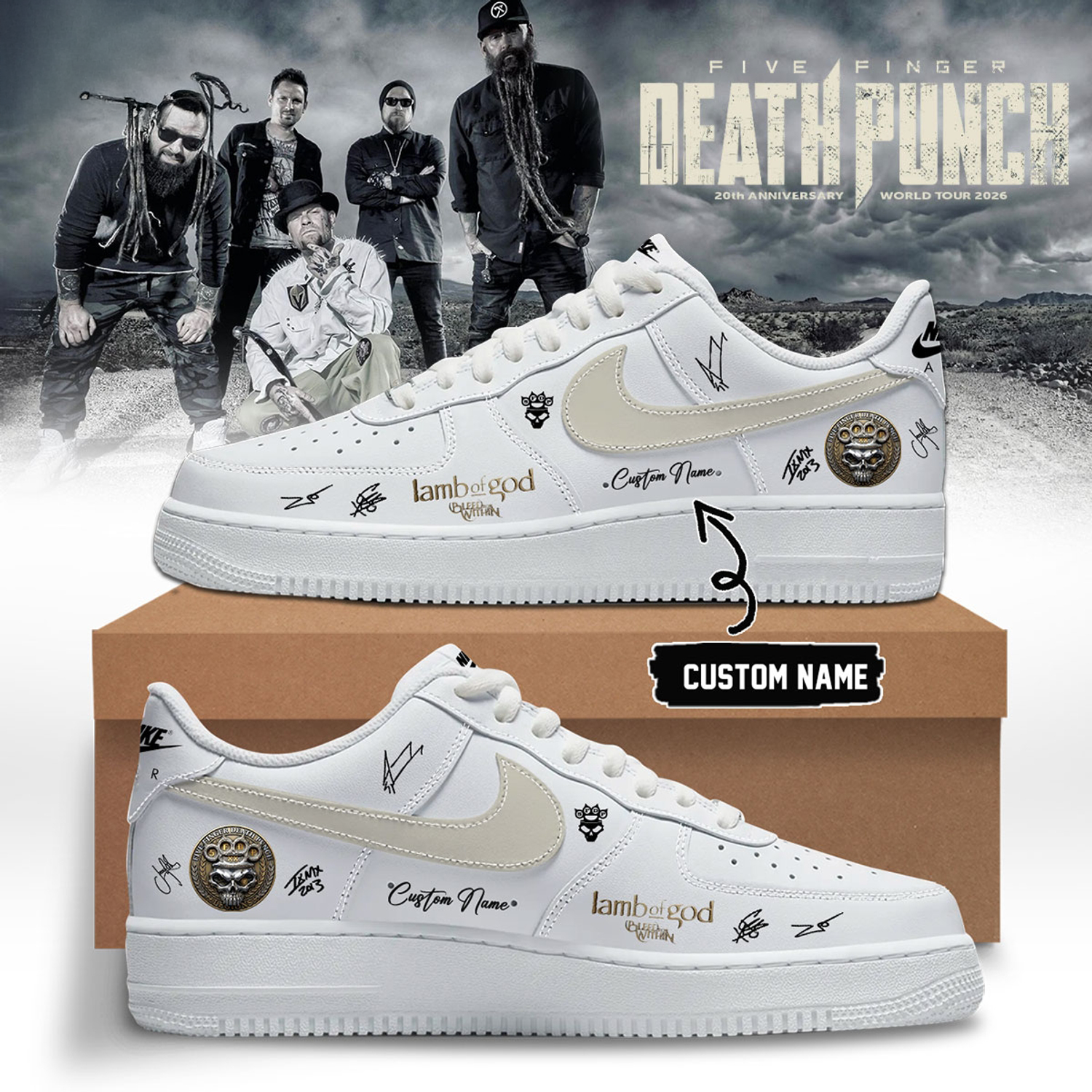 Five Finger Death Punch Hits Me Tour 2026 Limited Edition AF1 Shoes