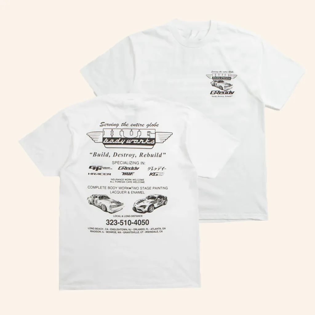 Flatspot Merch Huf X Greddy Body Works TShirt Christmas Ideas For Him