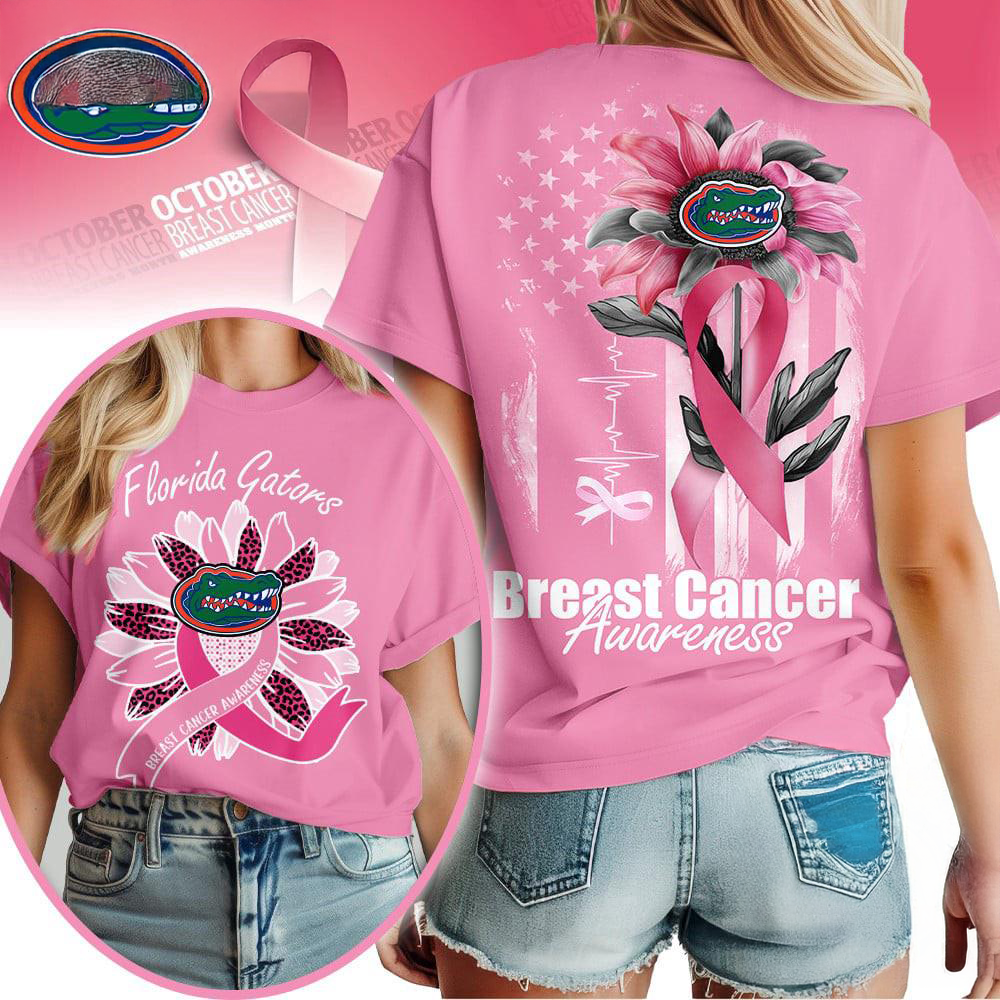 Florida Gators 2025 NCAA Breast Cancer Sunflowers Unisex 3D Shirt