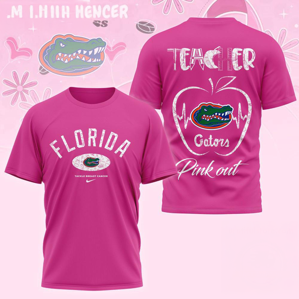 Florida Gators 2025 NCAA Teacher Tackle Breast Cancer Unisex 3D Shirt