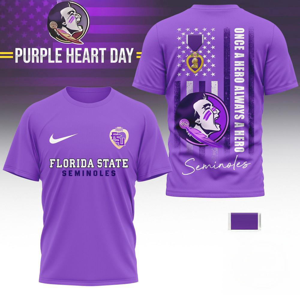 Florida State Seminoles NCAA National Purple Heart Day Unisex 3D Shirt