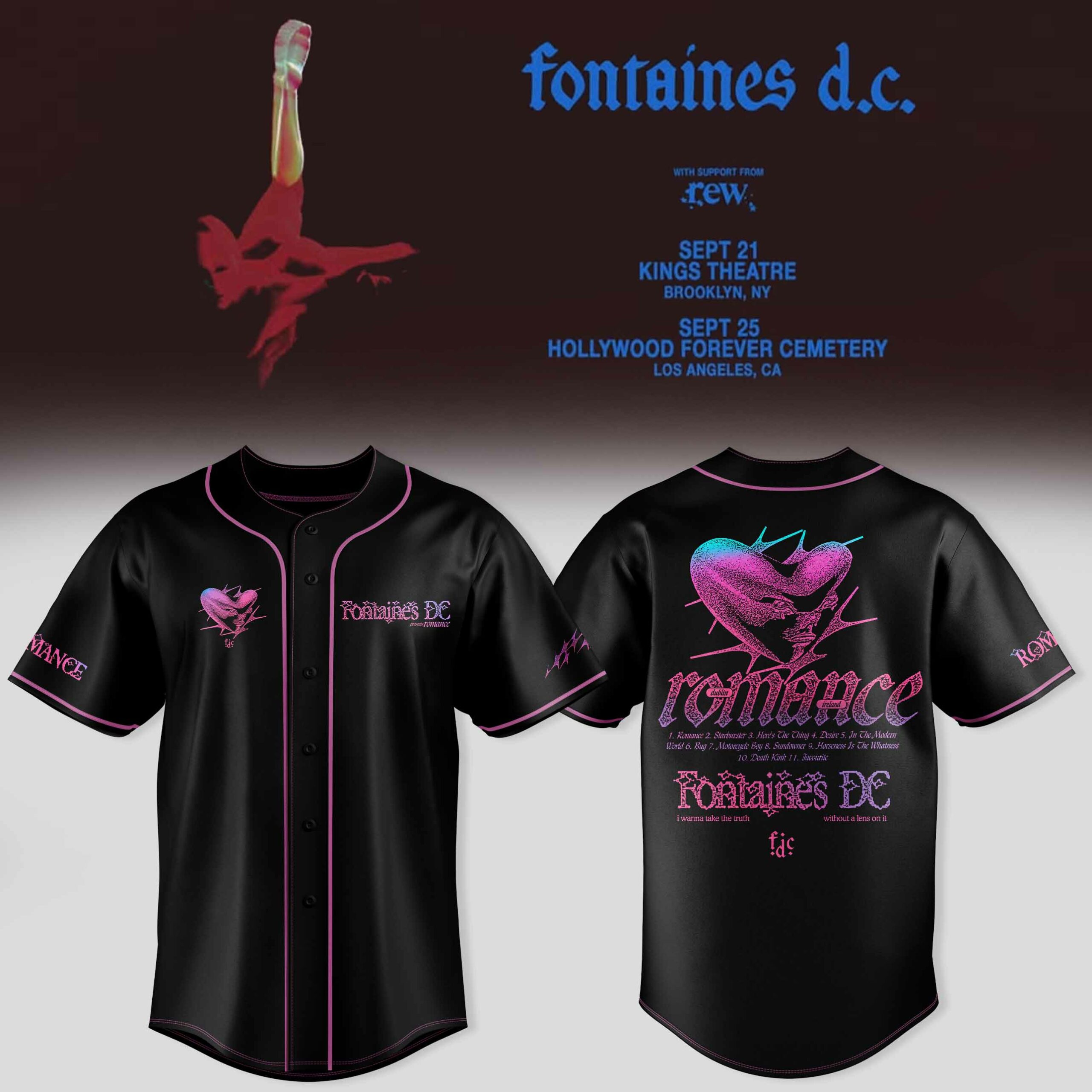 Fontaines DC Romance Collection Jersey Alternative Music Graphic Fan Jersey 1 - Unicasport Fontaines DC Romance Collection Jersey Alternative Music Graphic Fan Jersey
