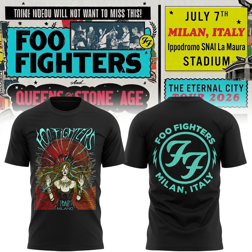 Foo Fighters IDays Milano 2026 Official Concert Graphic T Shirt