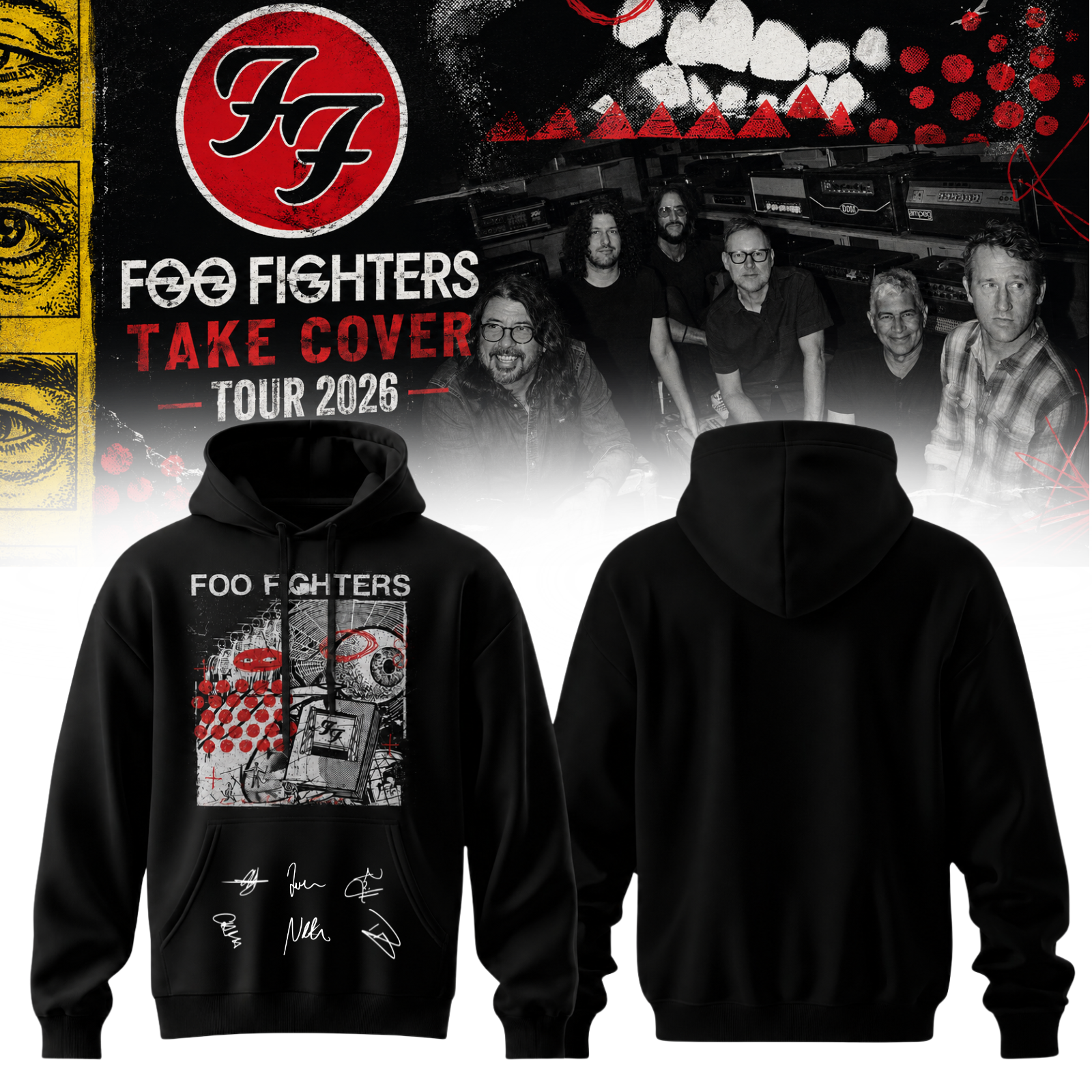Foo Fighters Take Cover Tour 2026 Collector Edition Signature Hoodie