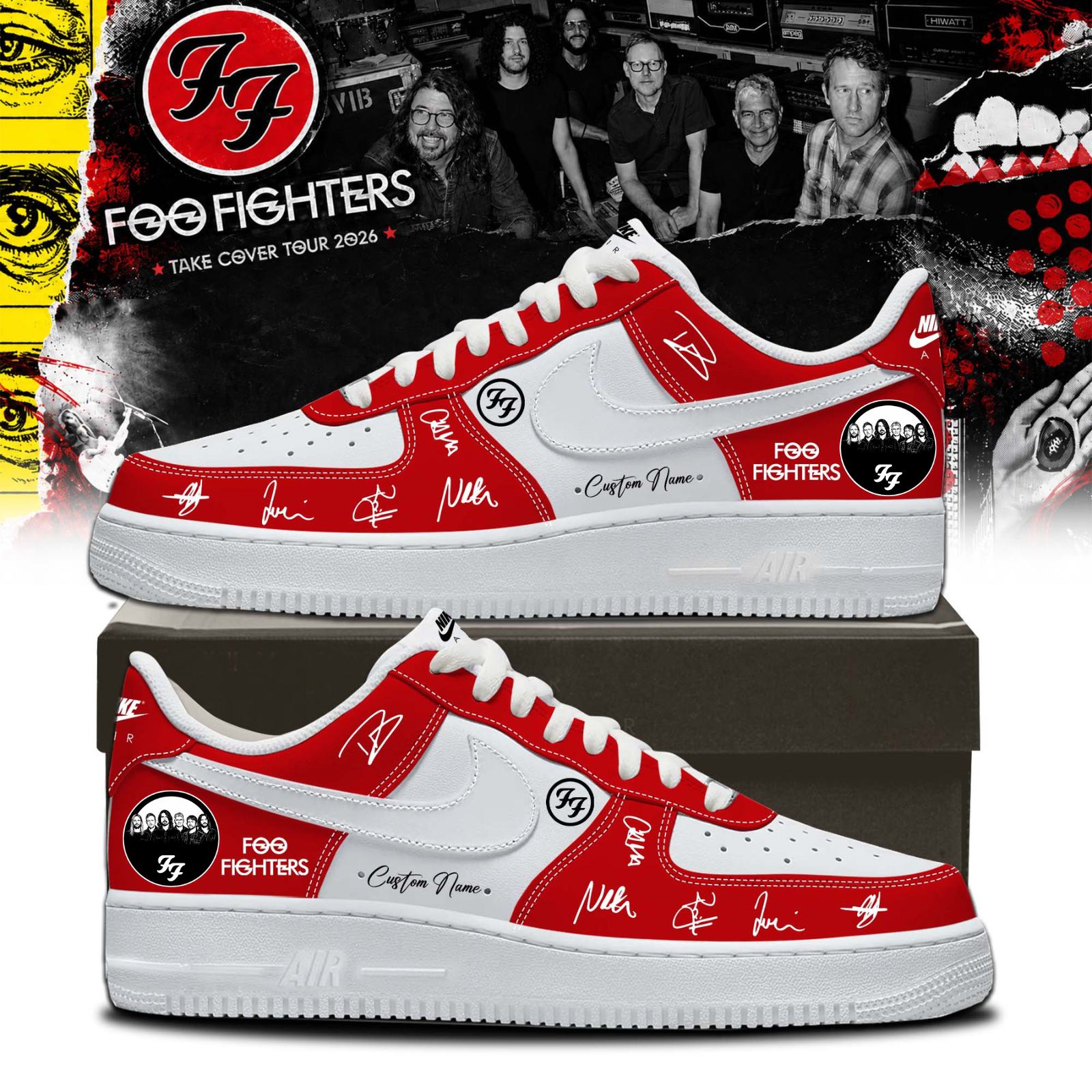 Foo Fighters Take Cover Tour 2026 Collector High Top Sneakers