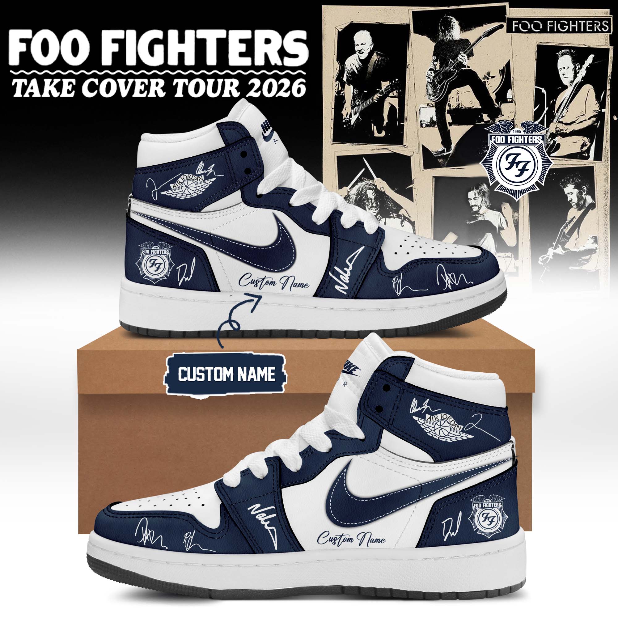 Foo Fighters Take Cover Tour 2026 Exclusive Concert High Top Shoes