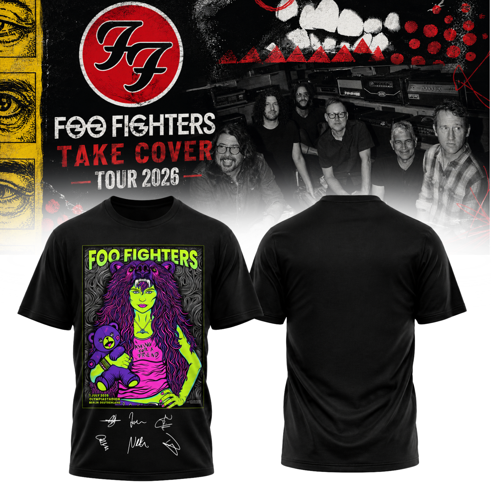Foo Fighters Take Cover Tour 2026 Exclusive Graphic Tee Limited Edition