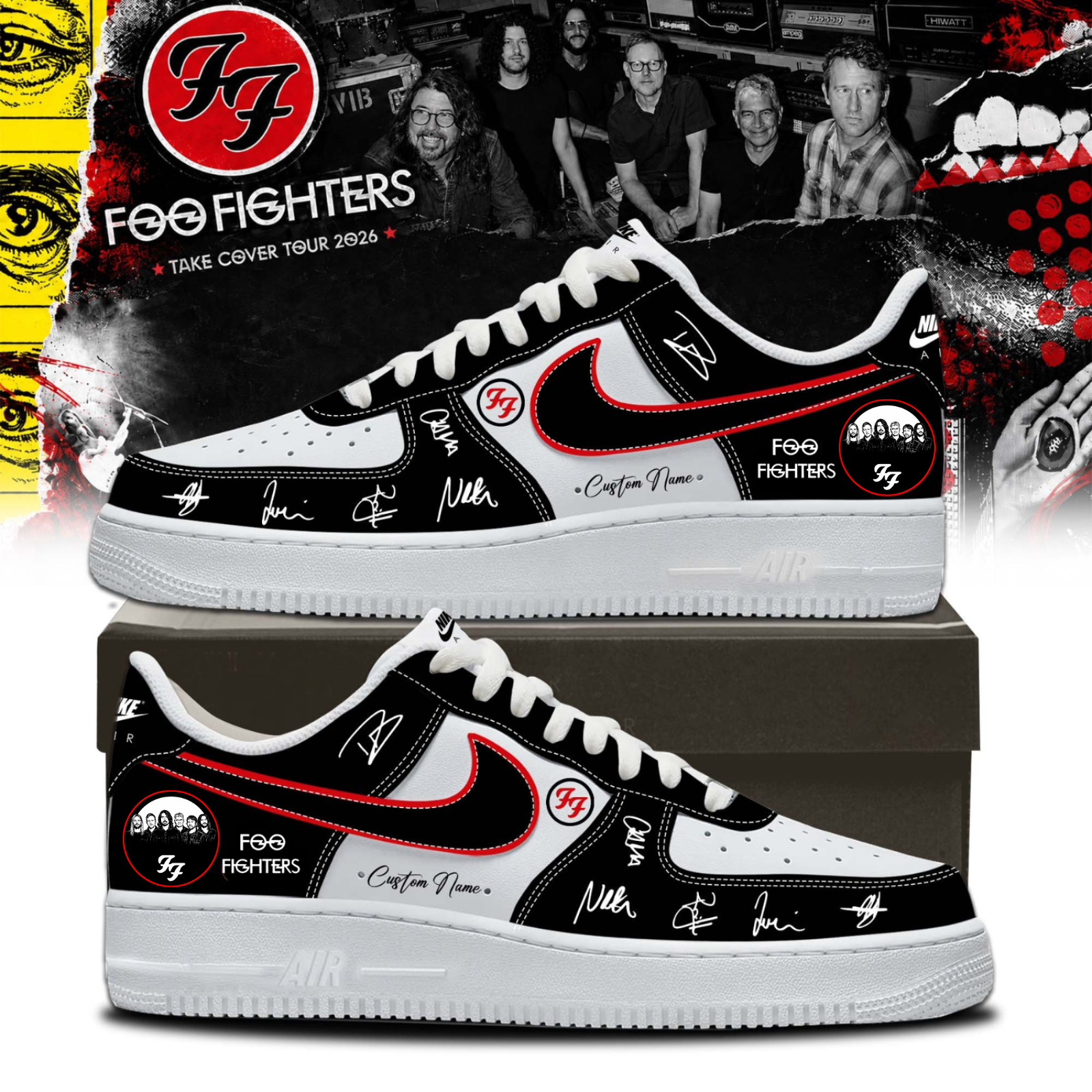 Foo Fighters Take Cover Tour 2026 Exclusive Signature High Top Shoes