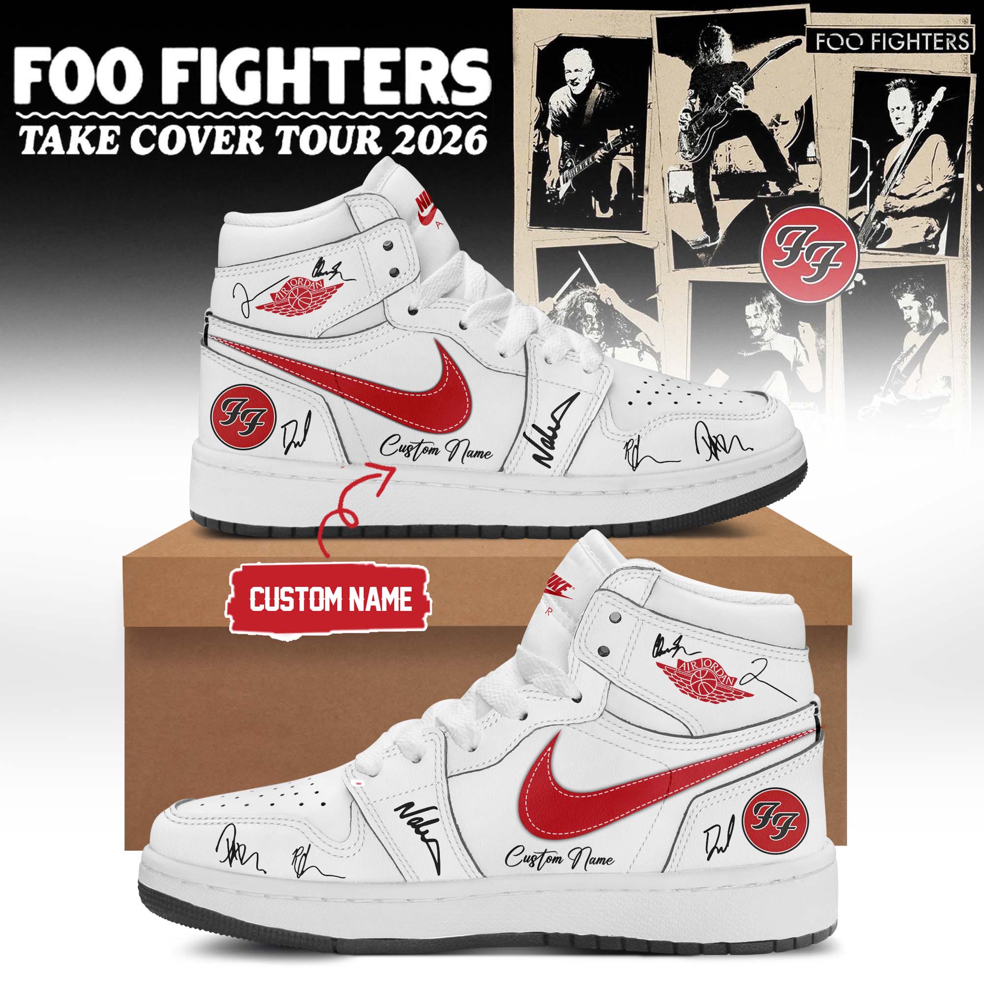 Foo Fighters Take Cover Tour 2026 Premium Fan Casual Footwear