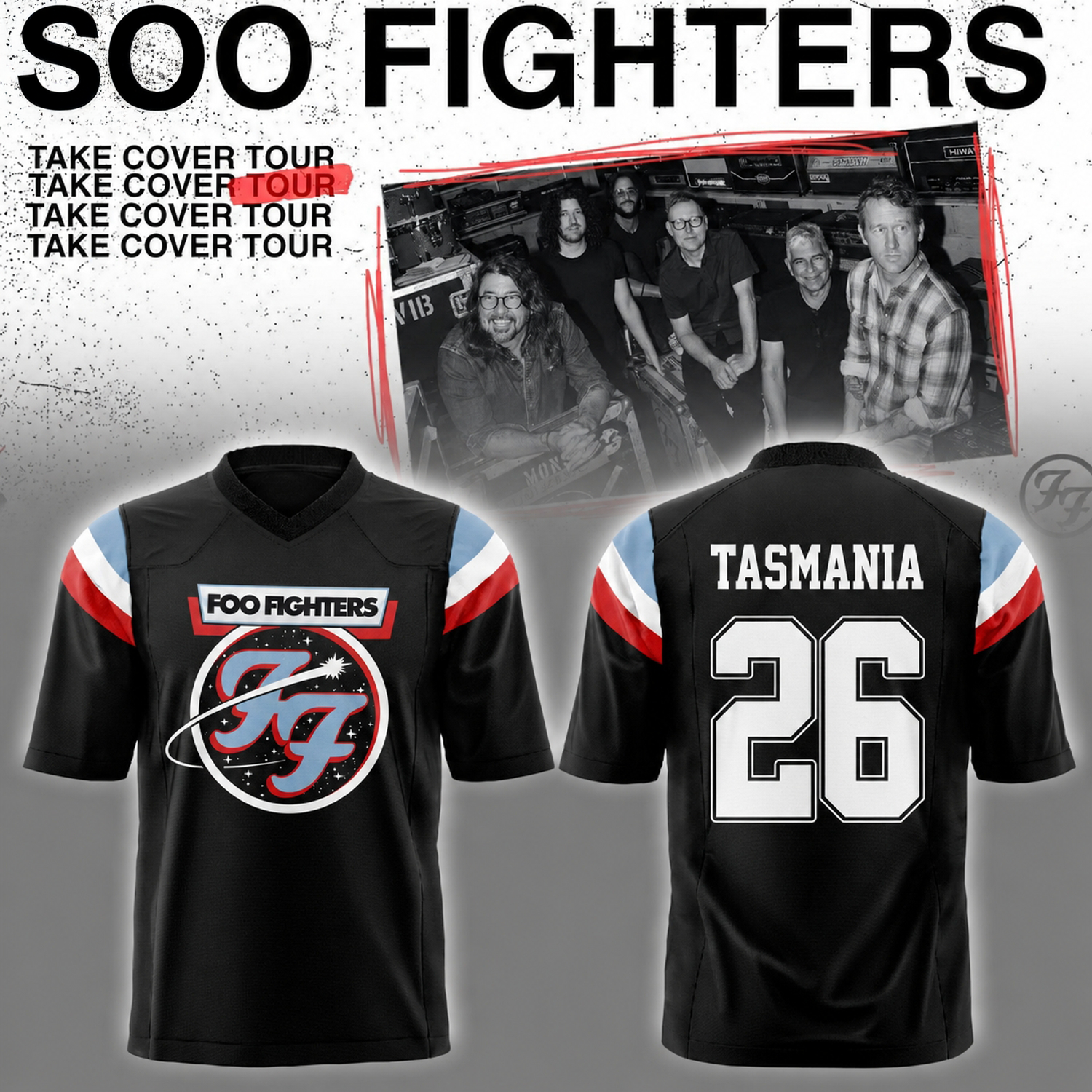 Foo Fighters Take Cover Tour 2026 Premium Football Jersey