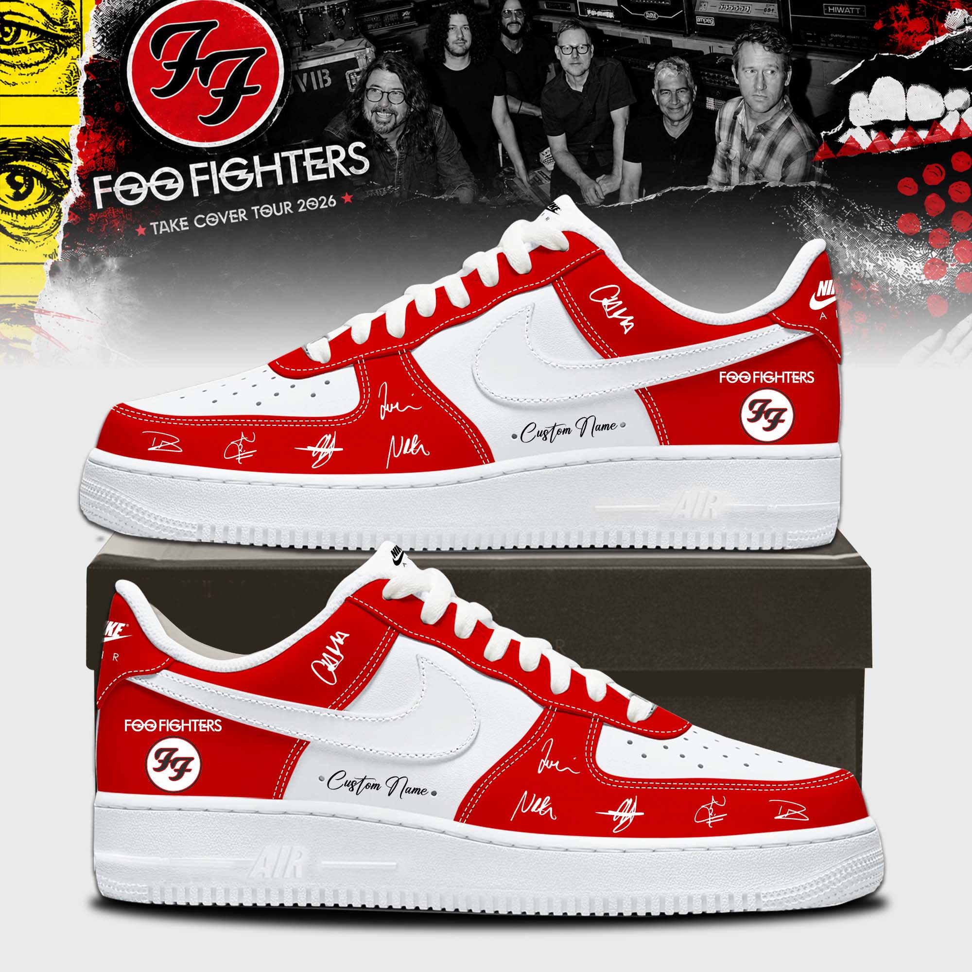 Foo Fighters Take Cover Tour 2026 Premium High Top Footwear