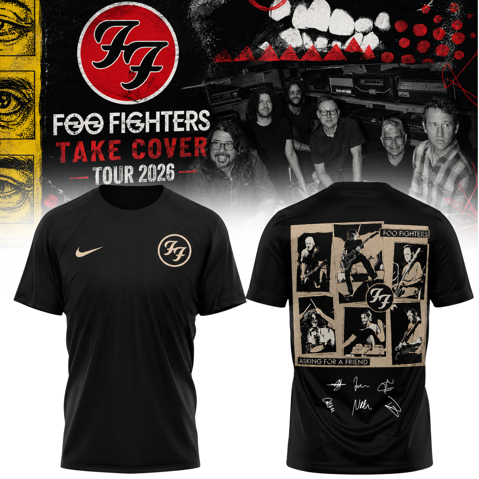 Foo Fighters Take Cover Tour 2026 Premium Rock Band Graphic Tee