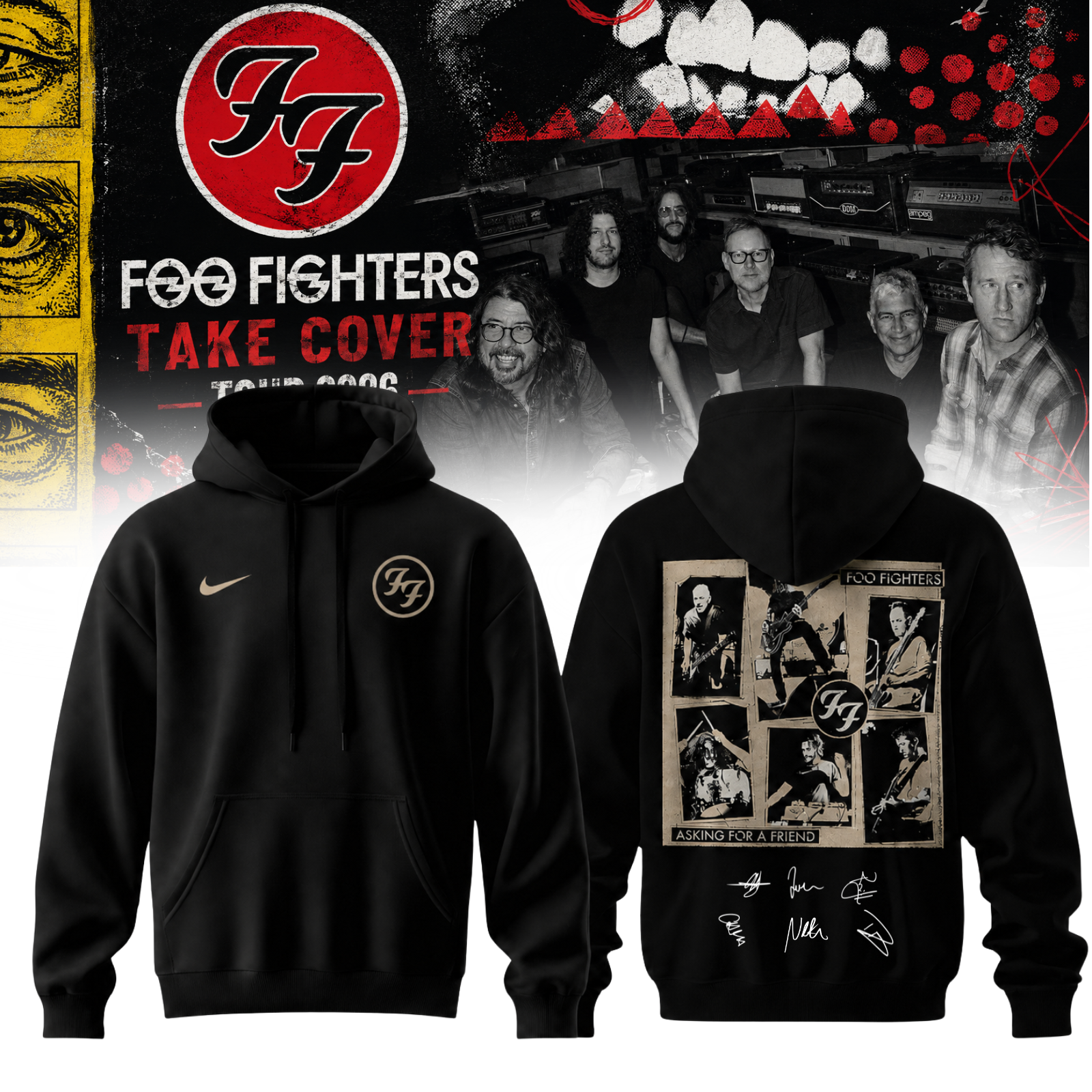 Foo Fighters Take Cover Tour 2026 Premium Rock Band Hoodie