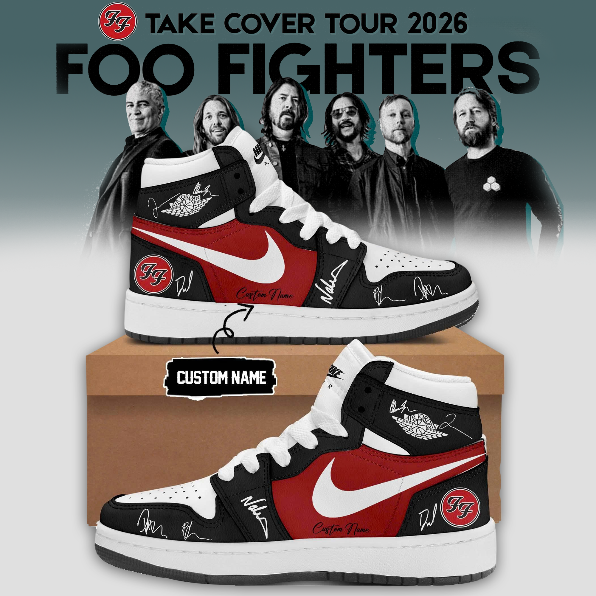 Foo Fighters Take Cover Tour 2026 Premium Street Style Casual Shoes