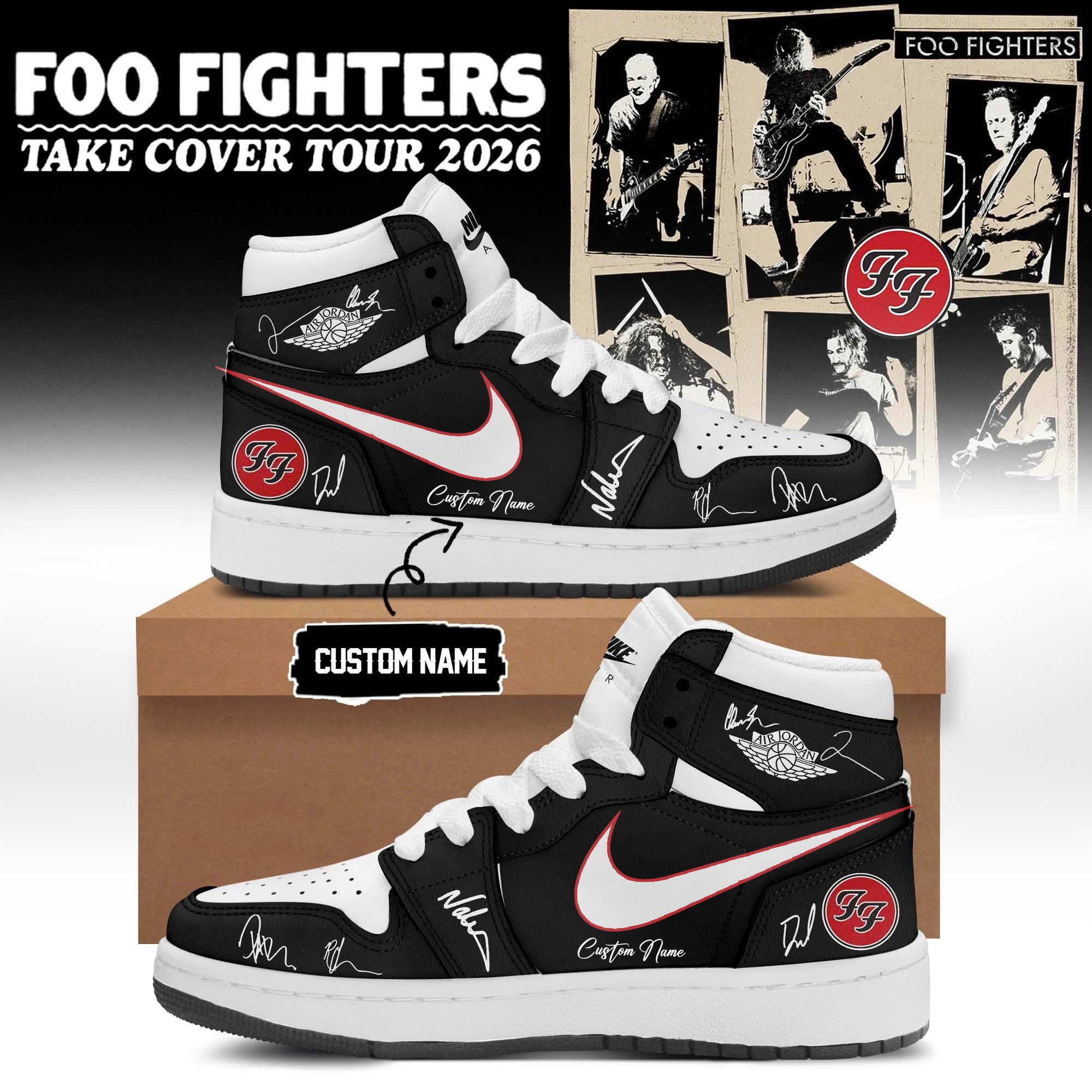 Foo Fighters Take Cover Tour 2026 Signature Limited Sneakers Gifts For Fans