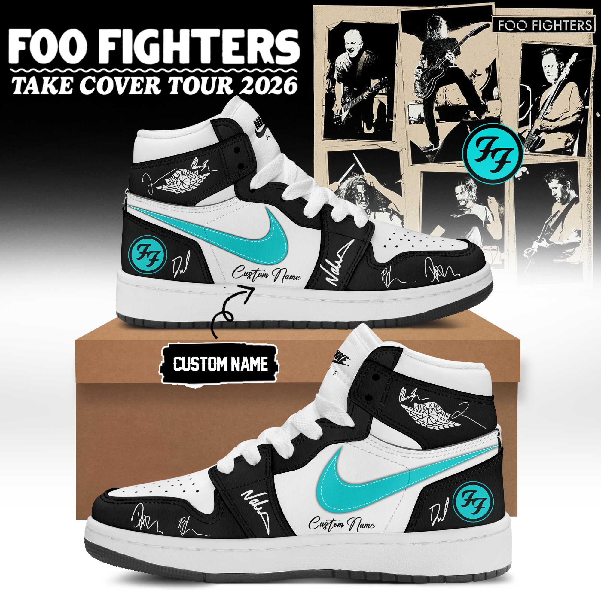 Foo Fighters Take Cover Tour 2026 Signature Streetwear Casual Shoes
