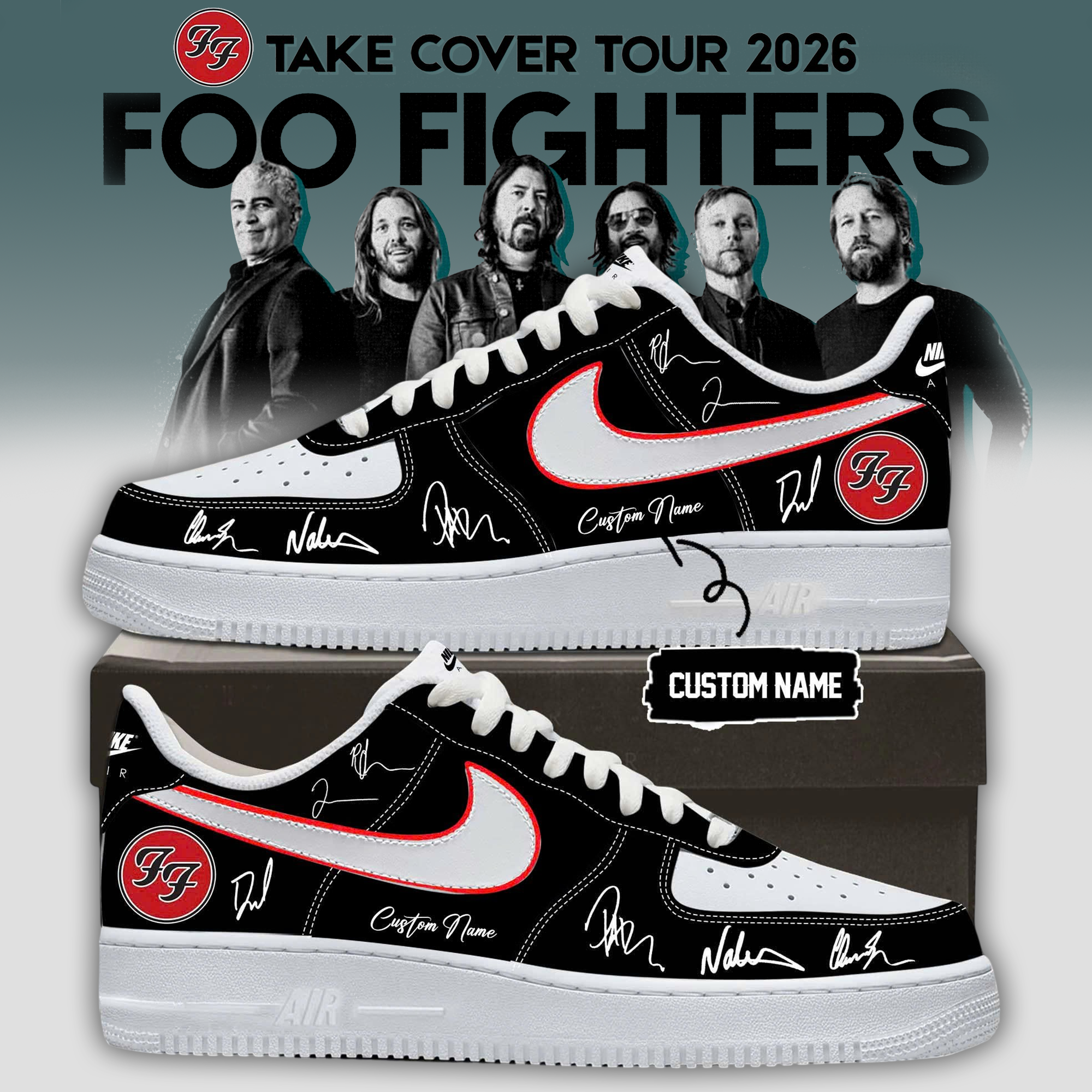 Foo Fighters Take Cover Tour 2026 Vintage Music High Top Sneakers