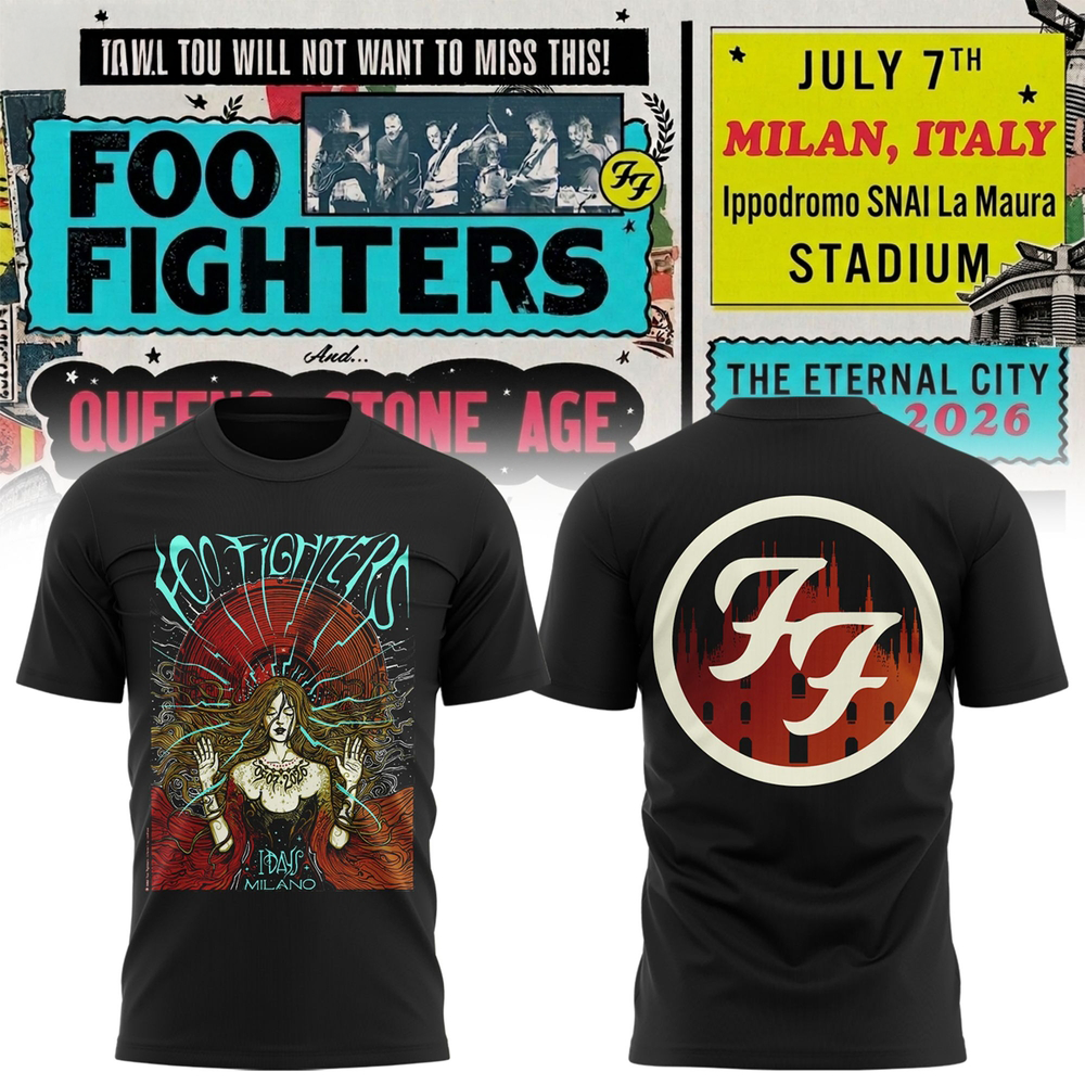 Foo Fighters Take Cover Tour Milano 2026 Collector Edition Graphic T Shirt
