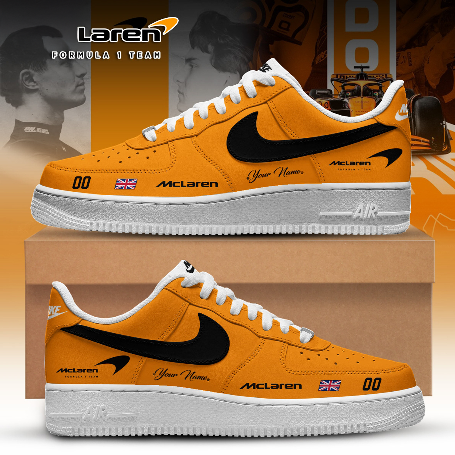 Formula One x McLaren Custom Nike Air Force 1 Low Sneakers