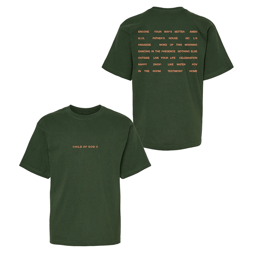 Forrest Frank Merch Forrest Frank Tour Merch Child Of God II Green Tracklist Childrens TShirt