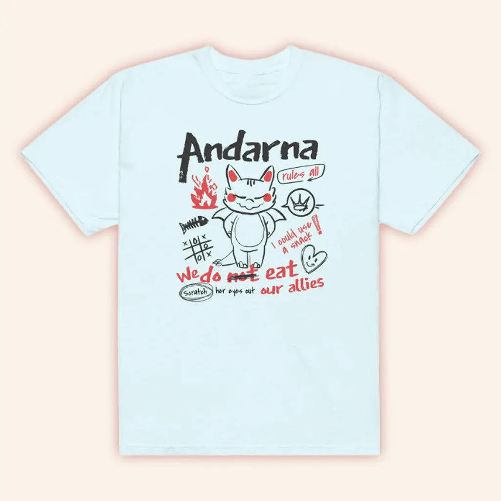 Fourth Wing Merch Andarna TShirt Light Blue Gifts For Friends