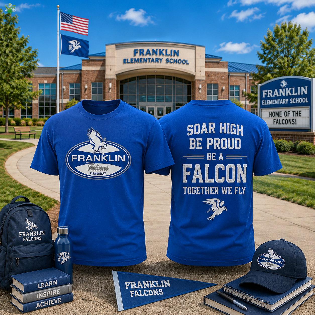 Franklin Elementary School Falcons T Shirt School Spirit Back to School Graphic Tee Student Teacher Alumni Gift