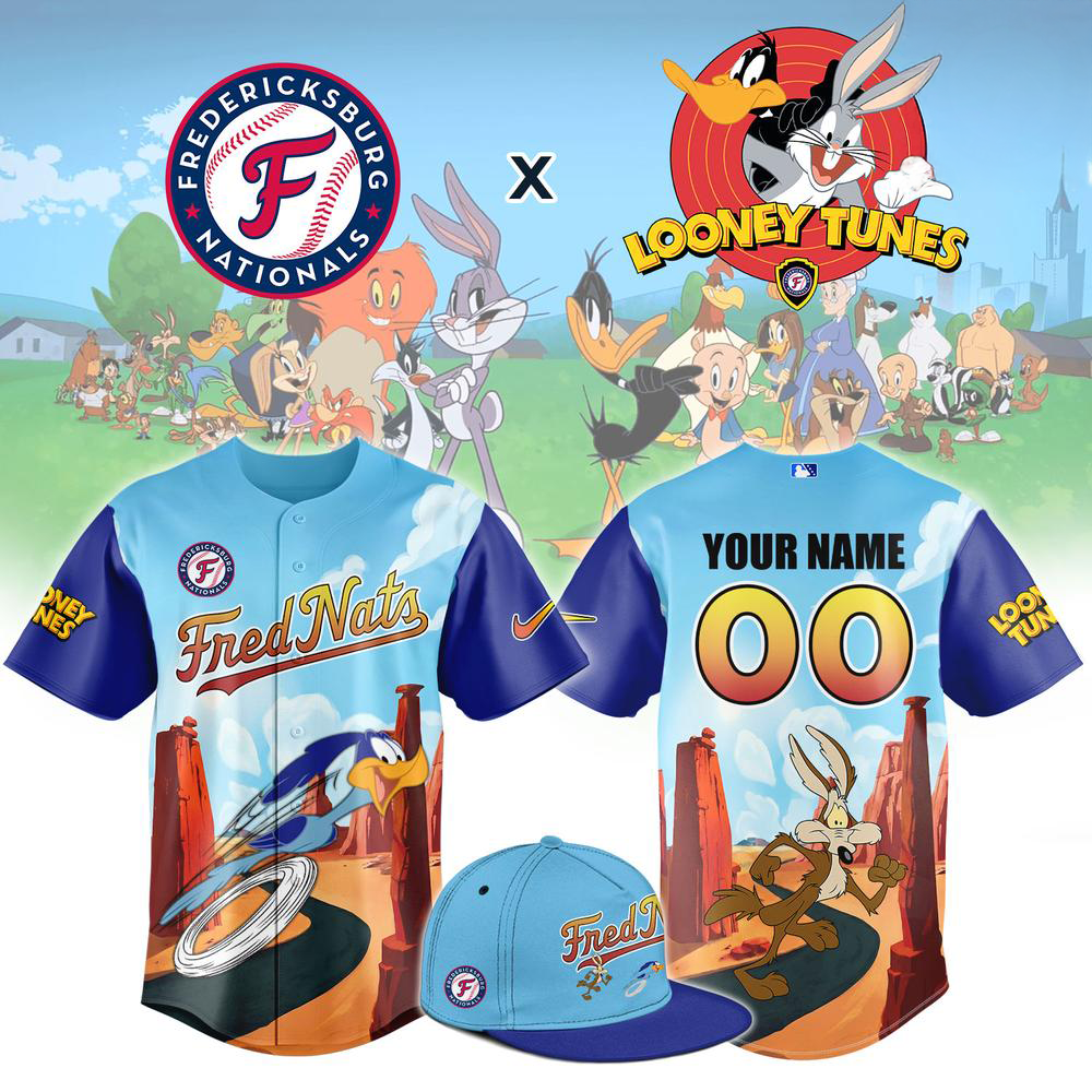 Fredericksburg Nationals Looney Tunes Custom Name Baseball Jersey