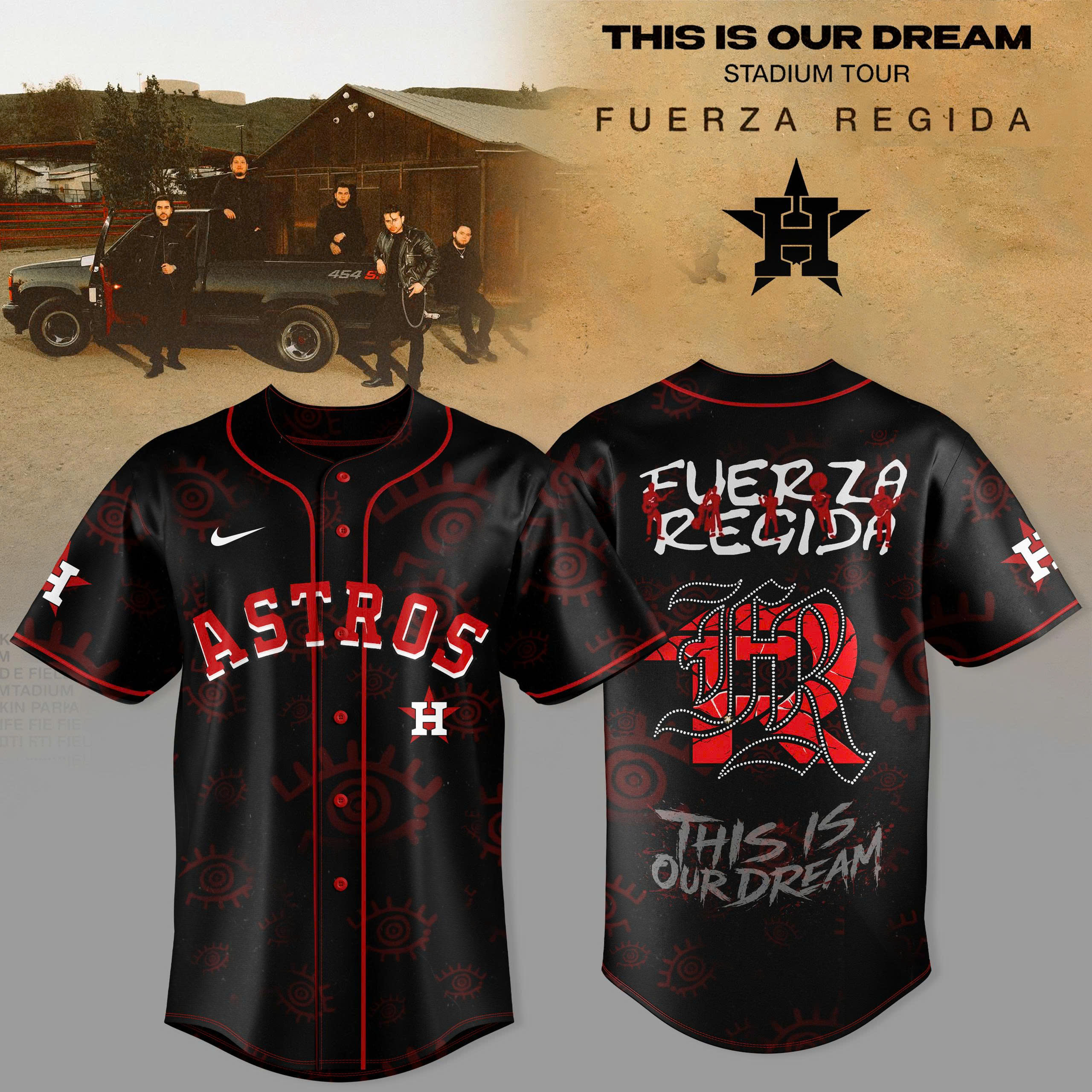 Fuerza Regida Houston Astros Dream Tour 2026 Baseball Jersey Fan Edition