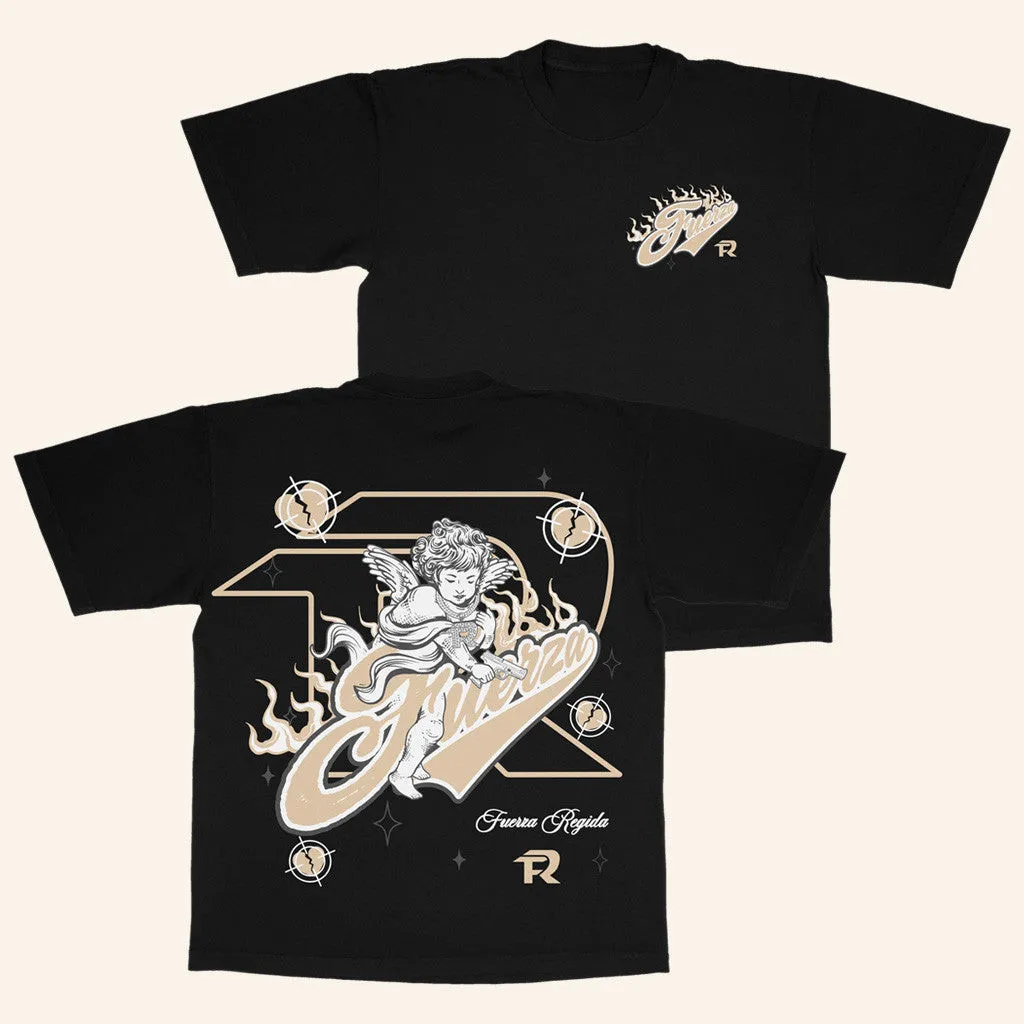 Fuerza Regida Merch Angel Caido Black TShirt Gifts For Music Lovers
